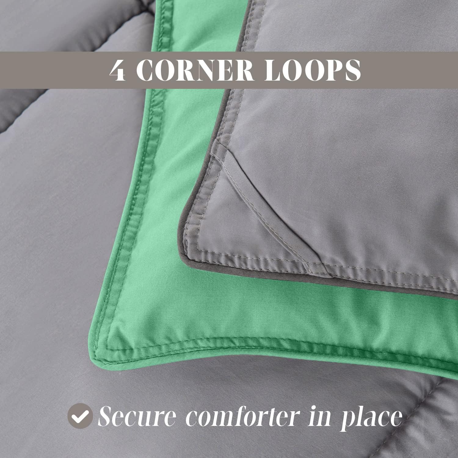Elegant Comfort 3-Piece Reversible Comforter Set, All Season Cozy, Soft Down Alternative, Quilted - Box Stitched - Duvet Insert with 4 Corner Tabs, Comforter with Shams, Full, Tiffany/Gray