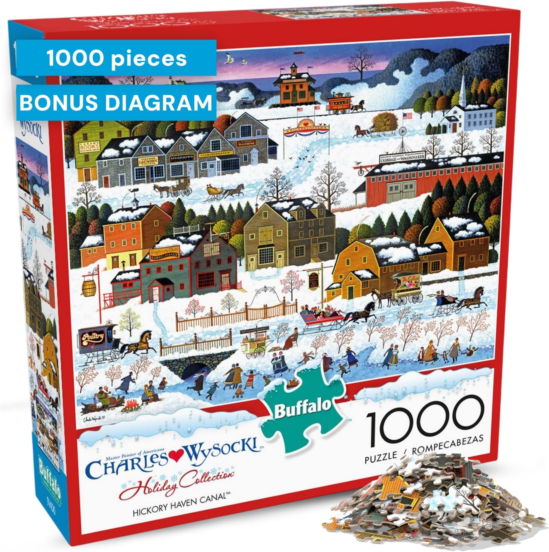 Sinoeem Buffalo Games - Charles Wysocki - Hickory Haven Canal - 1000 Piece Jigsaw Puzzle