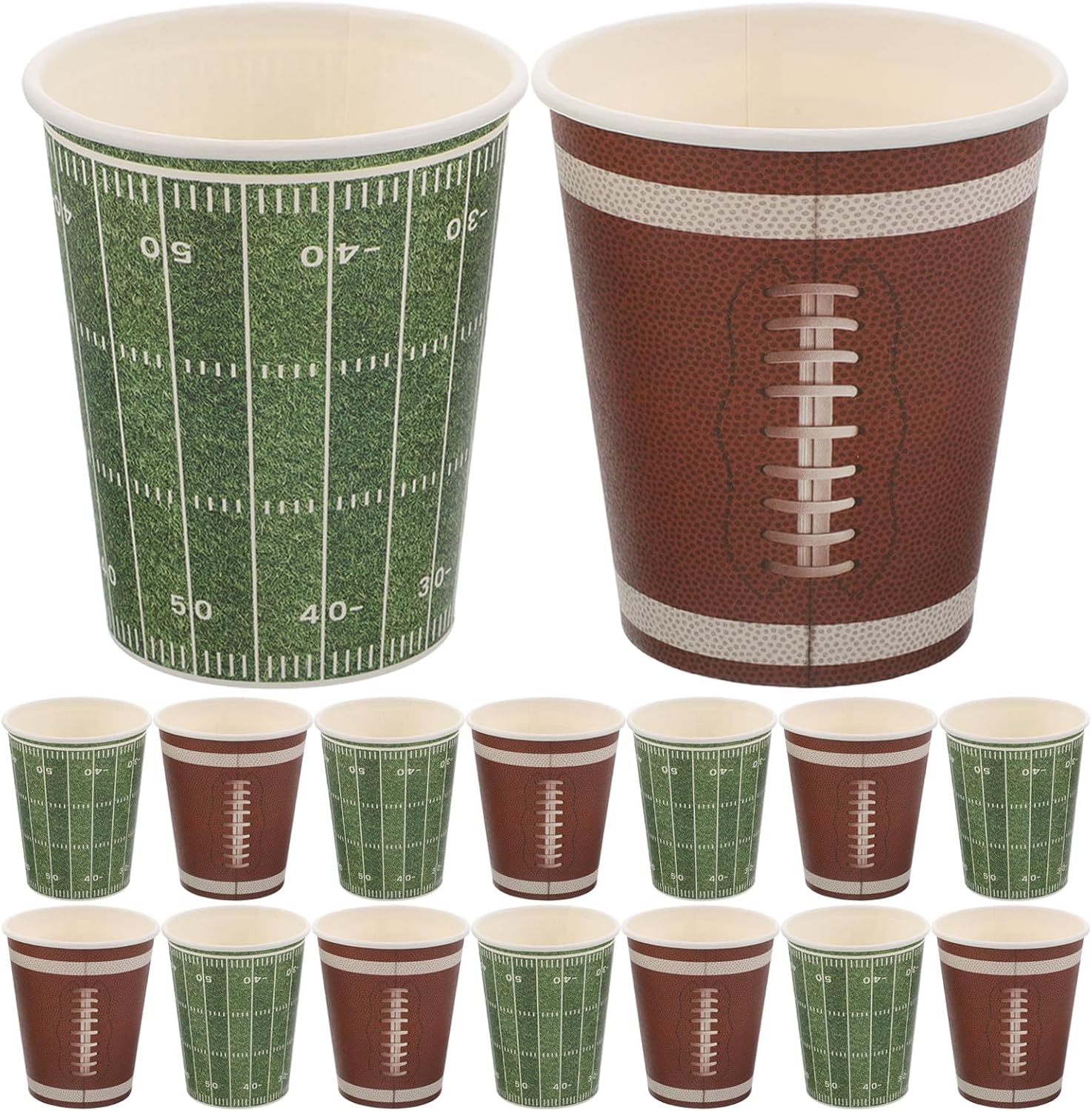 GLEAVI 72pcs Football Party Paper Cups - Disposable Paper Drinking Cups Decorations for Sports Rugby Birthday Party Favors