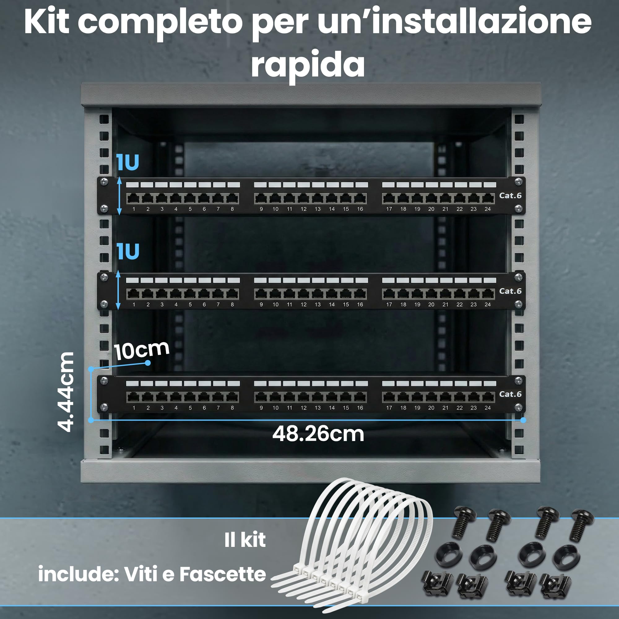 Extralink Patch Panel 24 Porte RJ45 Cat 6 STP 19 Pollici 1U per Rack