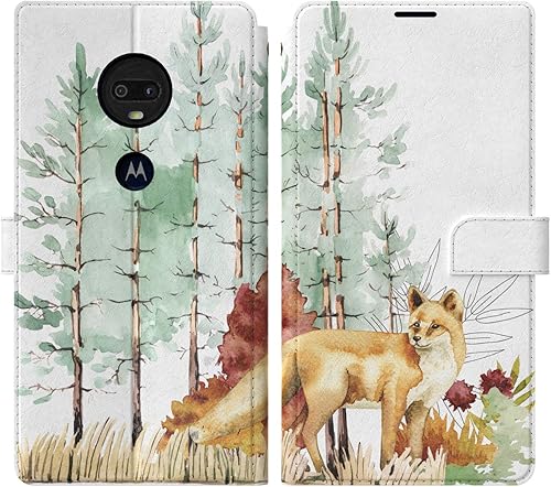 Miniatura 2 de Mertak Funda tipo cartera compatible con Motorola Moto G8 Play Plus Power G7 One Tarjetero ligero Folio de piel sintética Flip Slim Fit Forest