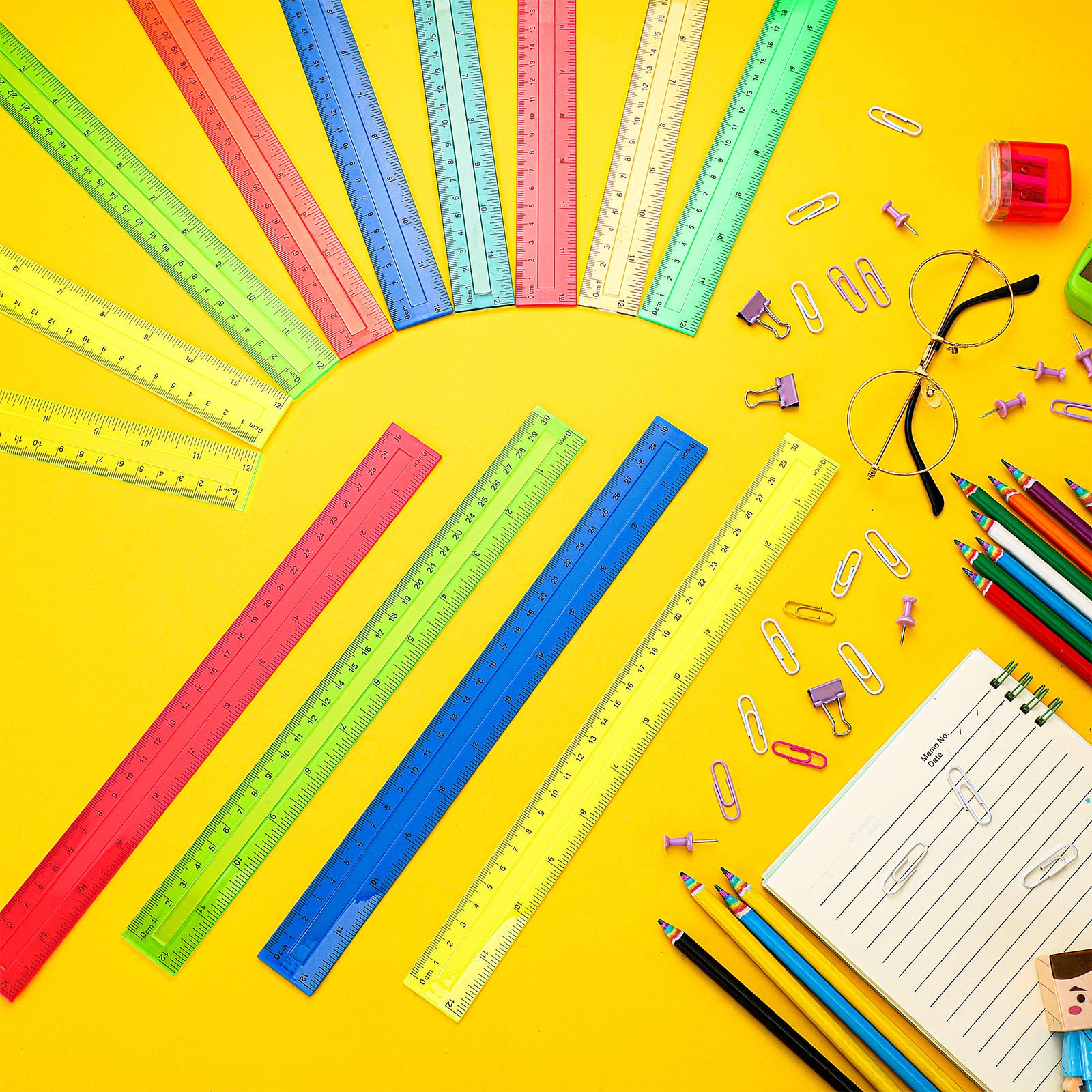 108 confezioni da 12 pollici righello in plastica, colore trasparente, righello metrico trasparente, con pollici e centimetri, per bambini, scuola, casa, classe, ufficio, ritorno a scuola