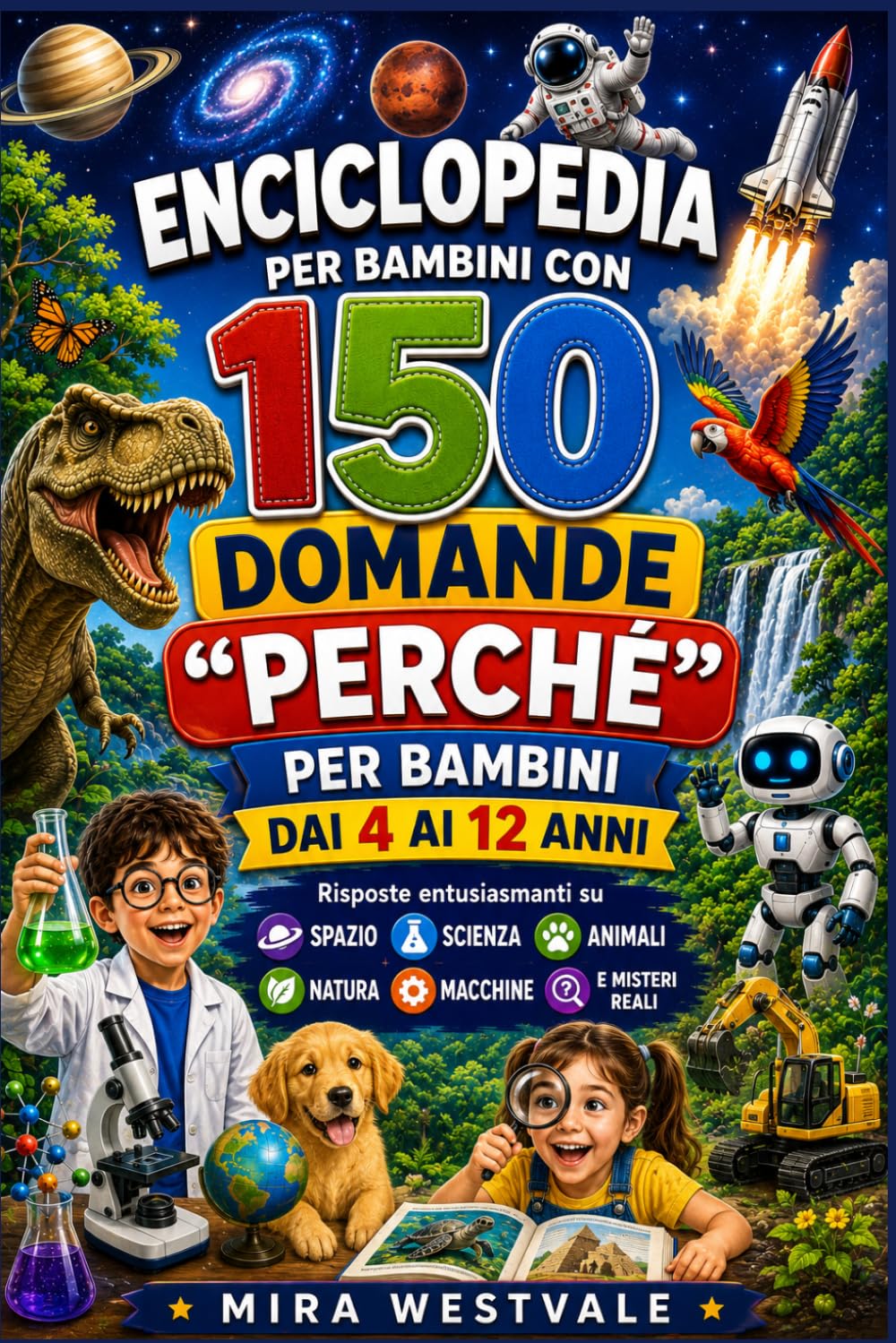Enciclopedia per bambini con 150 domande "Perché" per bambini dai 4 ai 12 anni: Risposte entusiasmanti su spazio, scienza, animali, natura, macchine e misteri reali