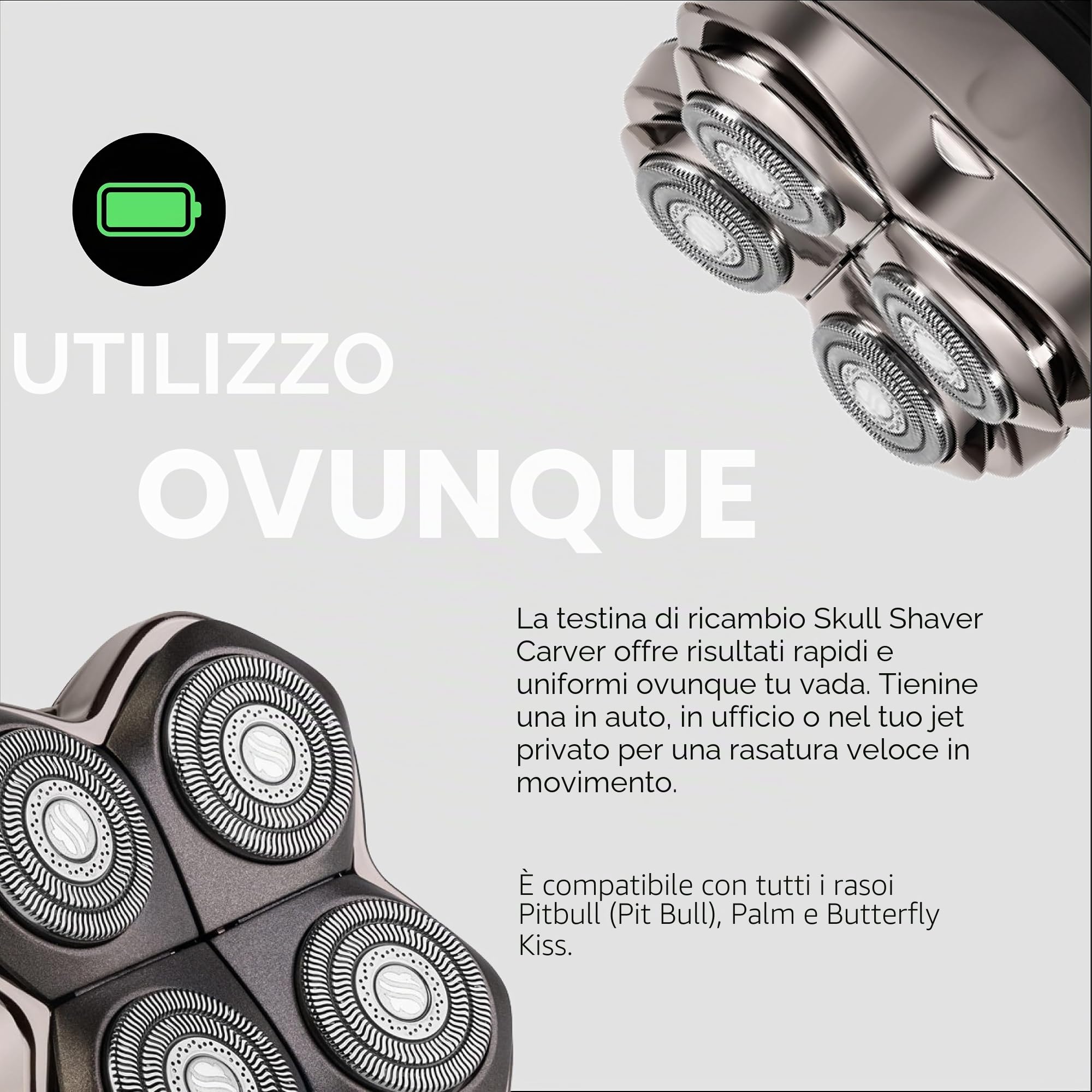 Skull Shaver Baron PRO 4 - Lamette di Ricambio per Rasoio elettrico | Compatibile con Pitbull, Palm, Butterfly Kiss