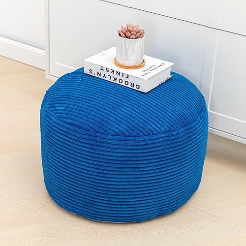 Miniatura 4 de Poofieotto Puf otomano relleno con relleno de puf de algodón PP, puf de terciopelo para piso, taburete otomano redondo de almacenamiento, reposapiés