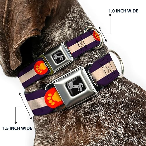 Miniatura 2 de Buckle-Down Collar de perro con hebilla de cinturón de seguridad, bandera de Coloradohuella de pata, 1 pulgada de ancho, se adapta a cuello de 15 a