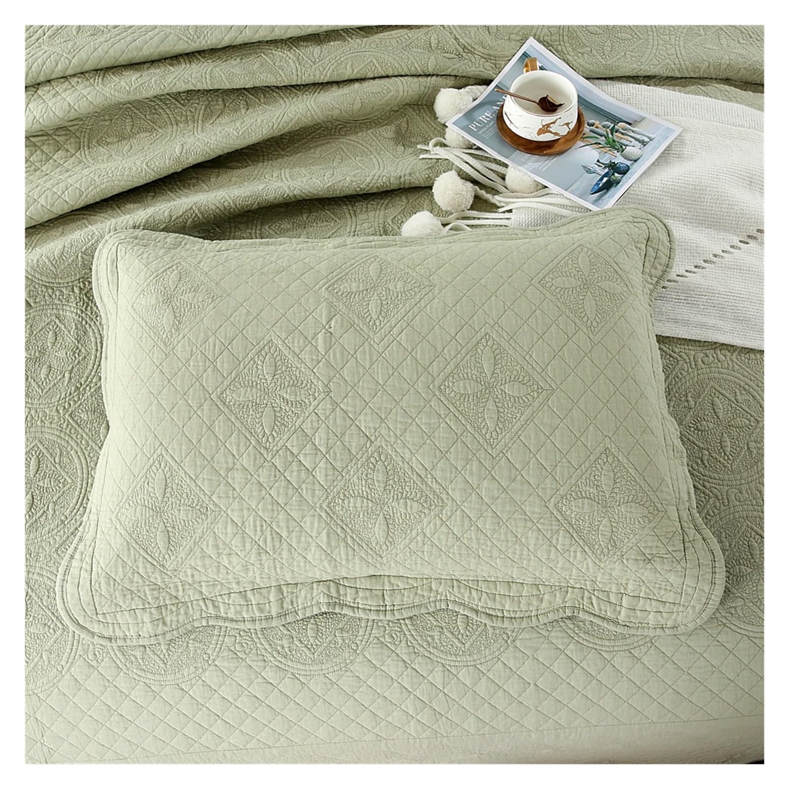 ADovz Copriletto in cotone 3 pezzi sul copriletto di lusso Biancheria da letto coppia trapunta set coprimaterasso coperta doppia copriletti e coperte,Lenzuola