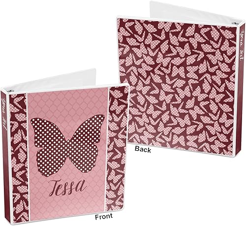 Miniatura 5 de Carpeta personalizada de 3 anillas con diseño de mariposas y lunares, 1 pulgada