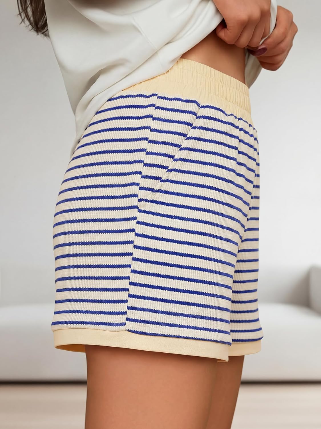 ANRABESS Women Summer Striped Pajama Shorts Casual High Waisted Striped Lounge Pj Sleep Shorts Pockets Beach Vacation Clothes - Image 3