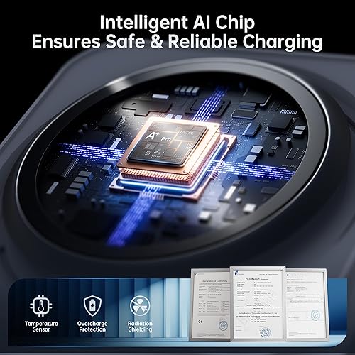 Miniatura 5 de GUSGU Estación de carga 3 en 1 para reloj cargador inalámbrico MagSafe, pantalla LED con pantalla de alimentación, carga rápida de 15 W, compatible