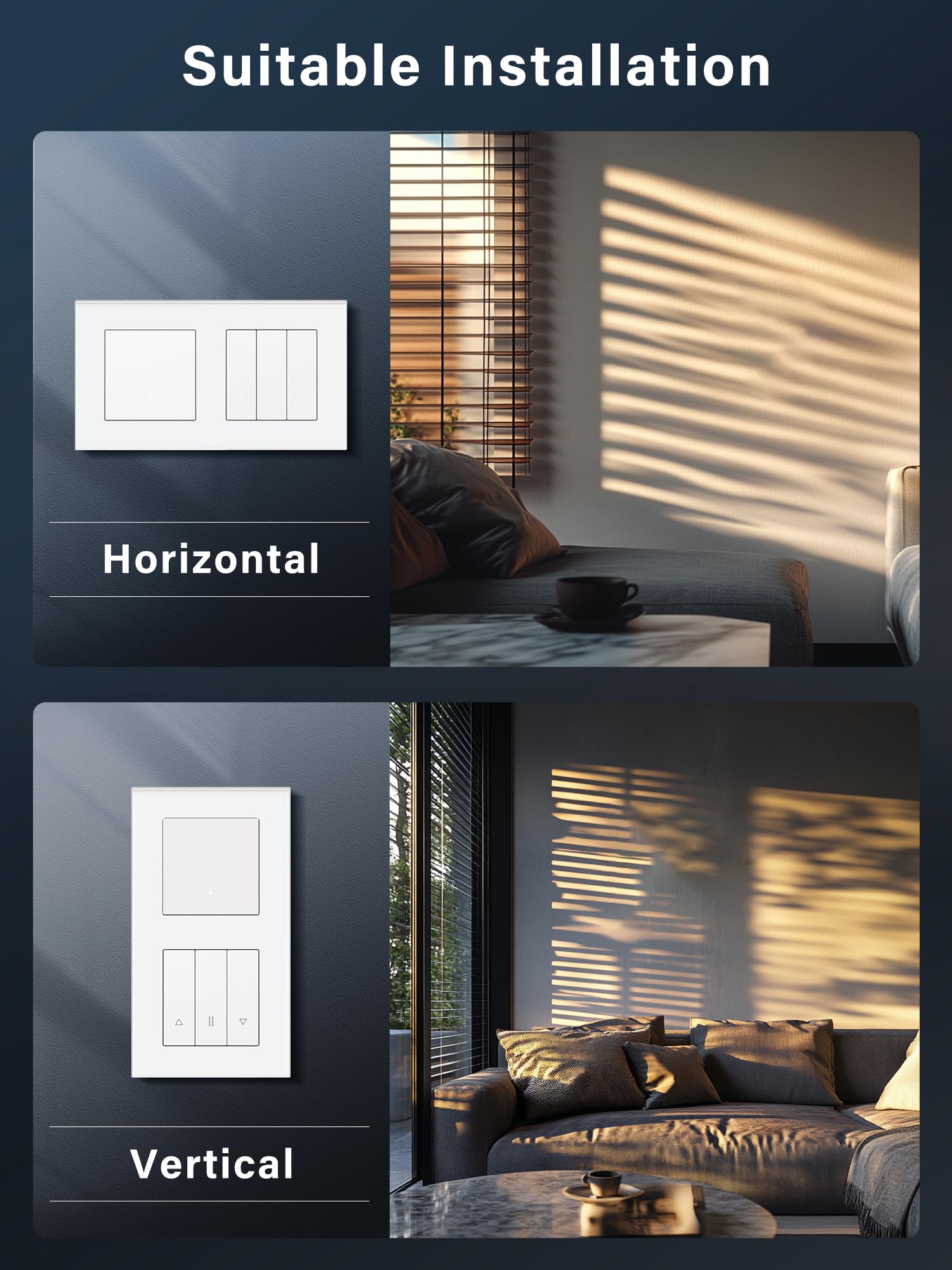 Interruttore della luce Smart WIFI con interruttore per tapparelle WLAN, 1 interruttore da parete + timer per tapparelle, compatibile con Alexa/Google Home, interruttore per tapparelle