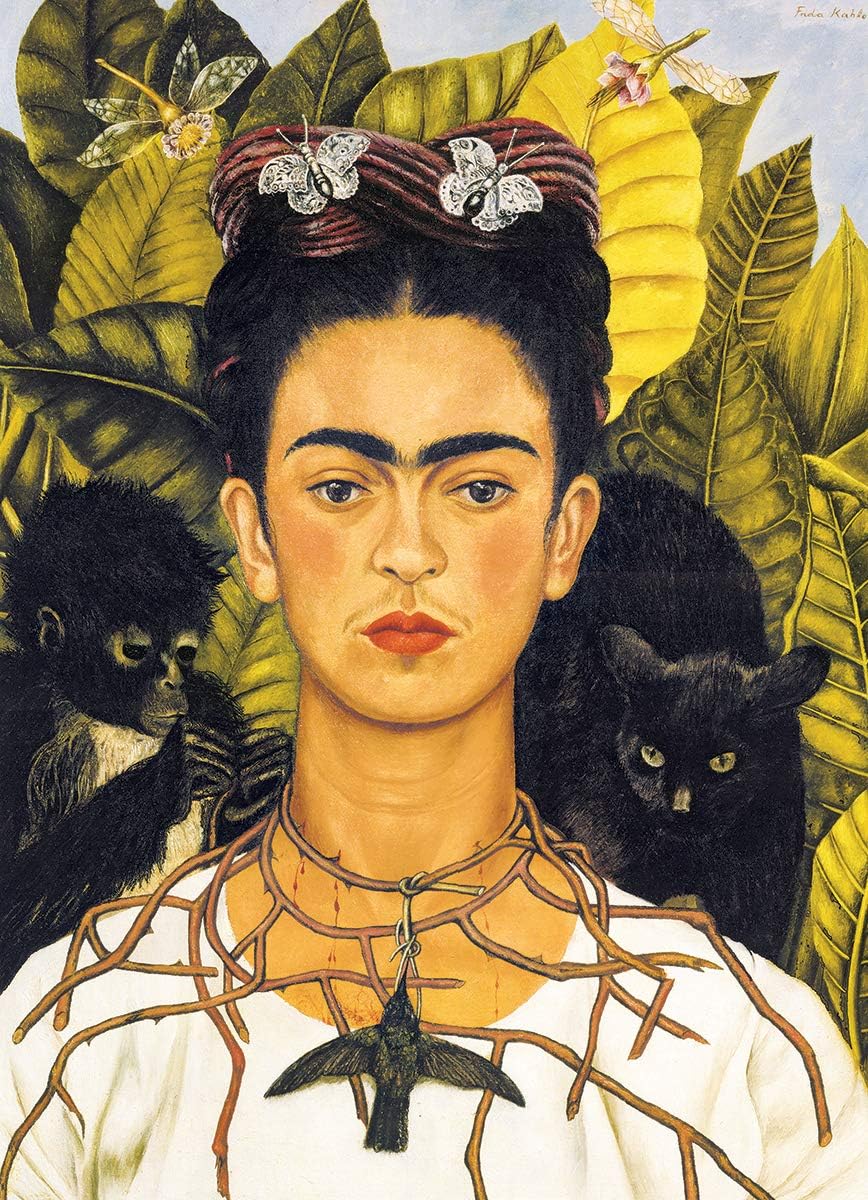 Self-Portrait with Thorn Necklace and Hummingbird by Frida Kahlo 1000-Piece Puzzle
