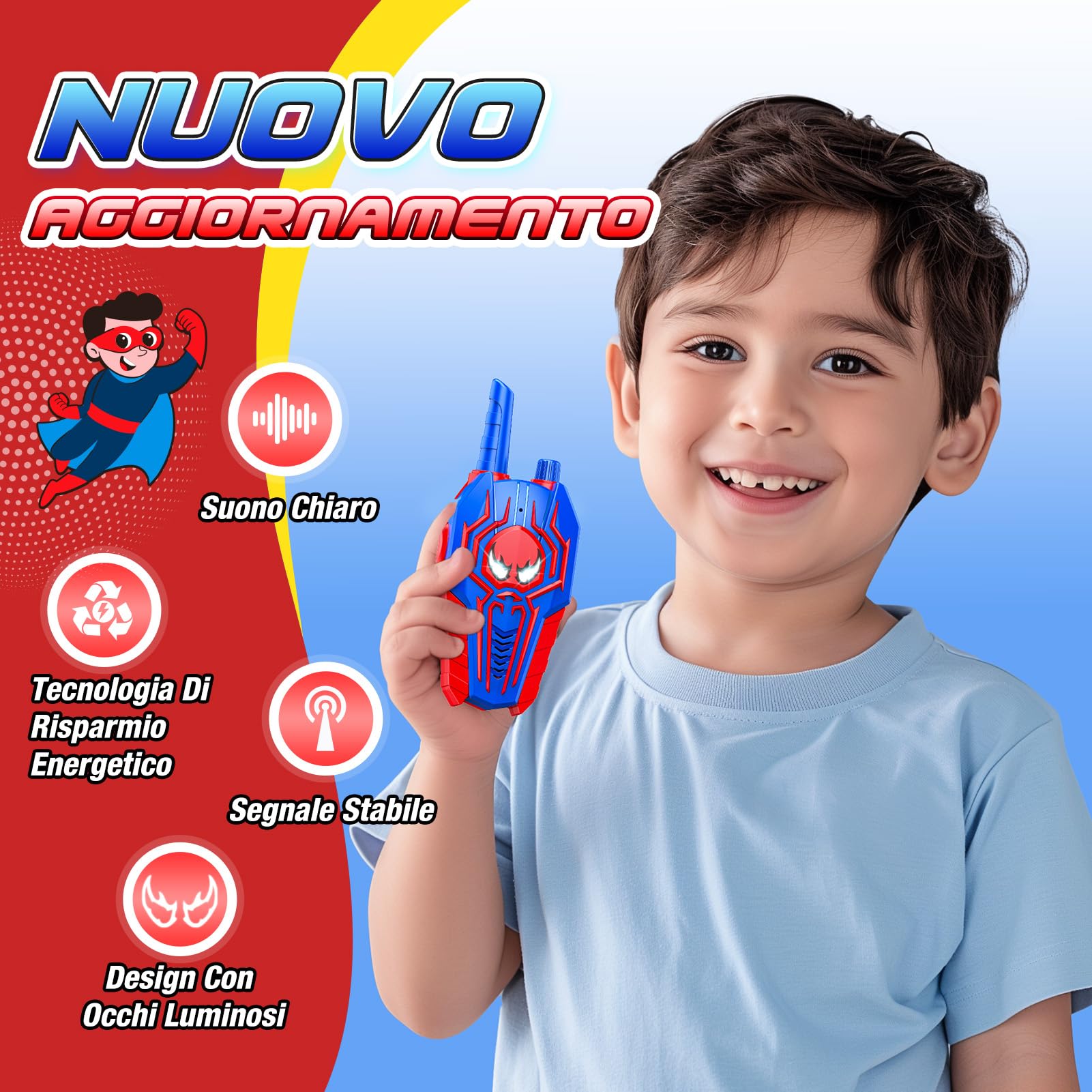 Toyokid Walkie-Talkie Bambini, Giochi Bambini 3 4 5 6 7 8 9 10 Anni Walkie Talkie Regalo Bambino 3-10 Anni Giochi da Esterno per Bambini Giocattoli Bambino 3-10 Anni Regalo Compleanno Bambini