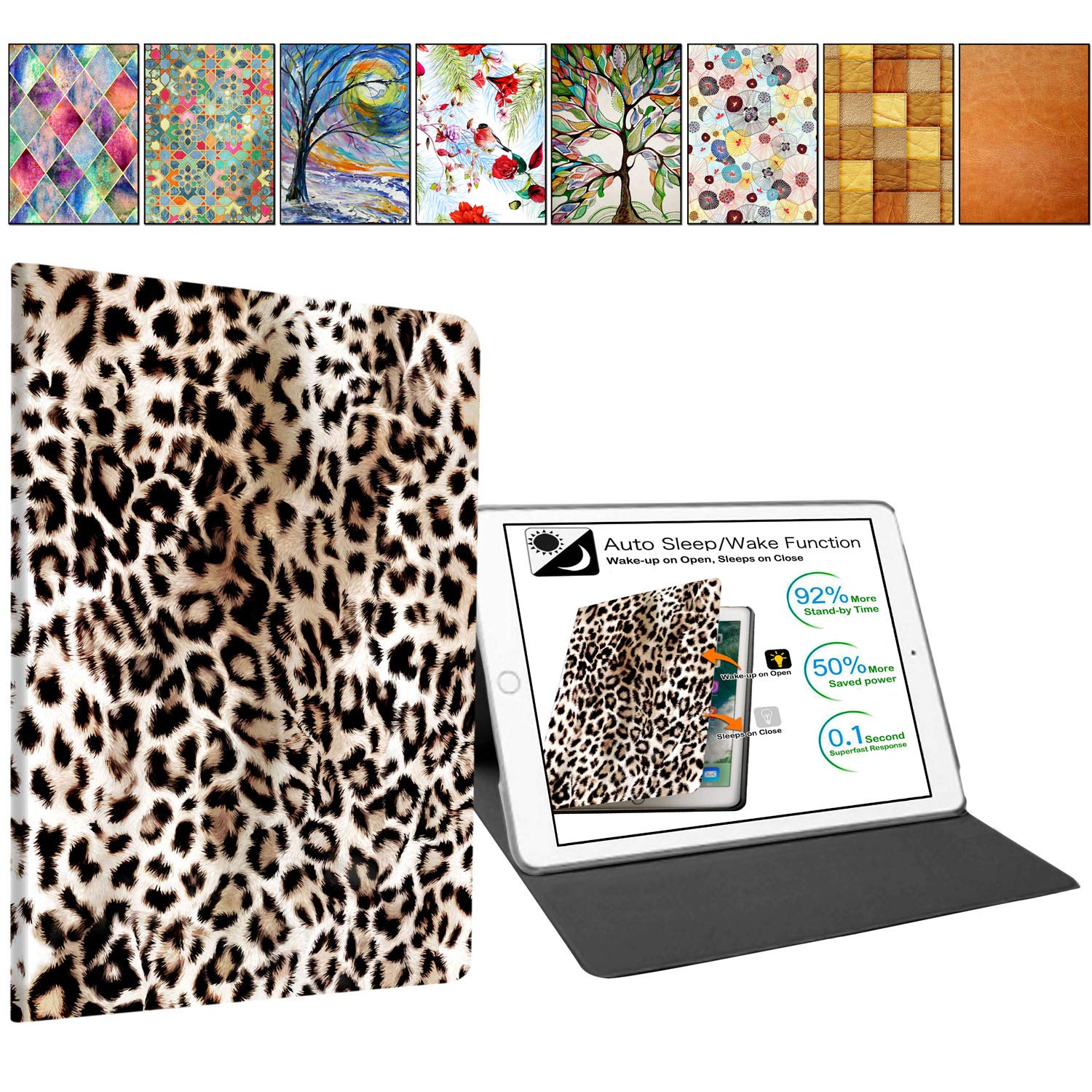 DuraSafe Cases for iPad Mini 4 2015-7.9" A1538 A1550 A2124 A2125 A2126 A2133 Printed Folio Smart Cover with Protective Sleek & Classic Design - Leopard