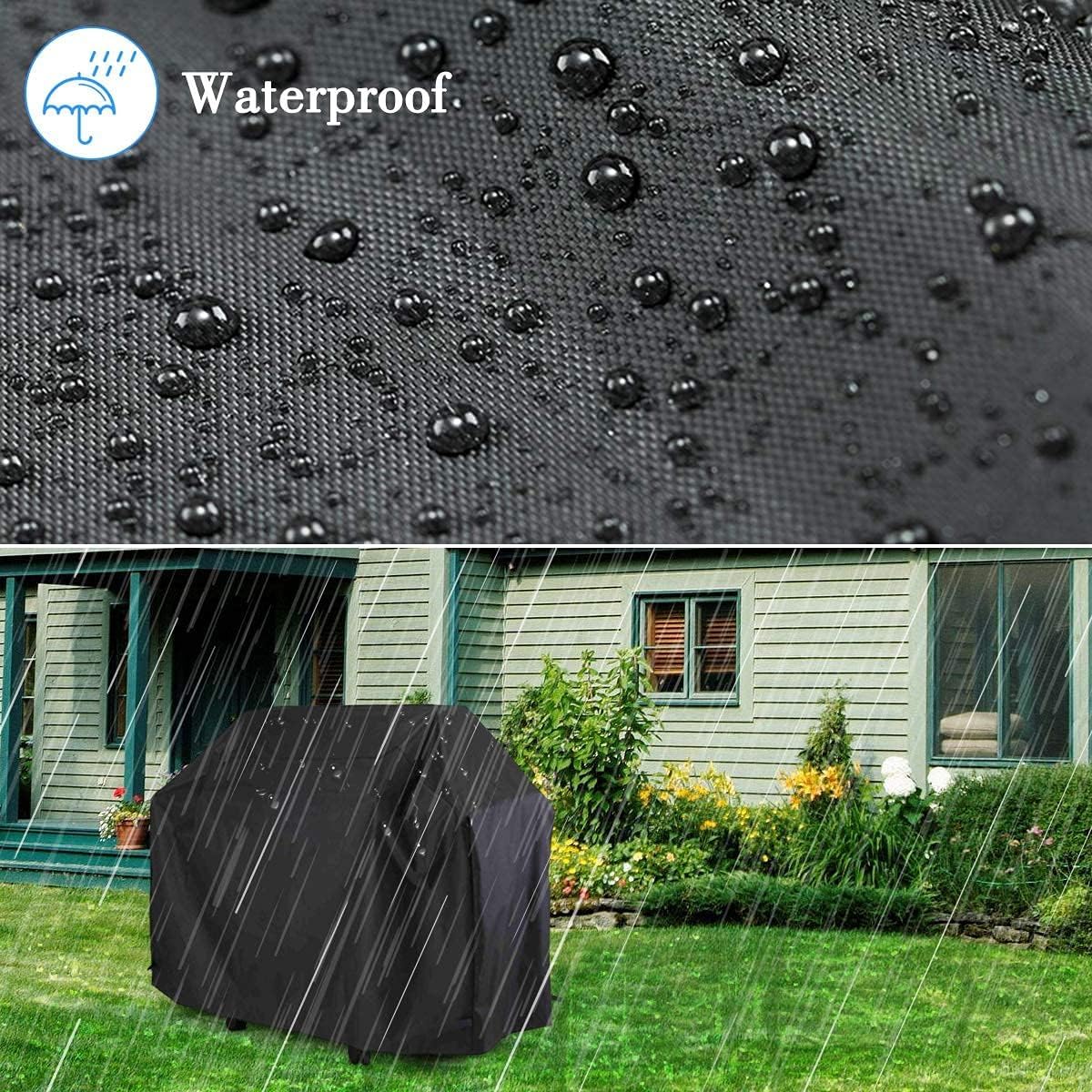 Wetterfeste Grillabdeckung, wasserdicht, für drinnen und draußen, mit Dstring, staubdichter Gasgrill-Unterstand für Garten, passend für 190 x 71 x 117 cm, Schwarz