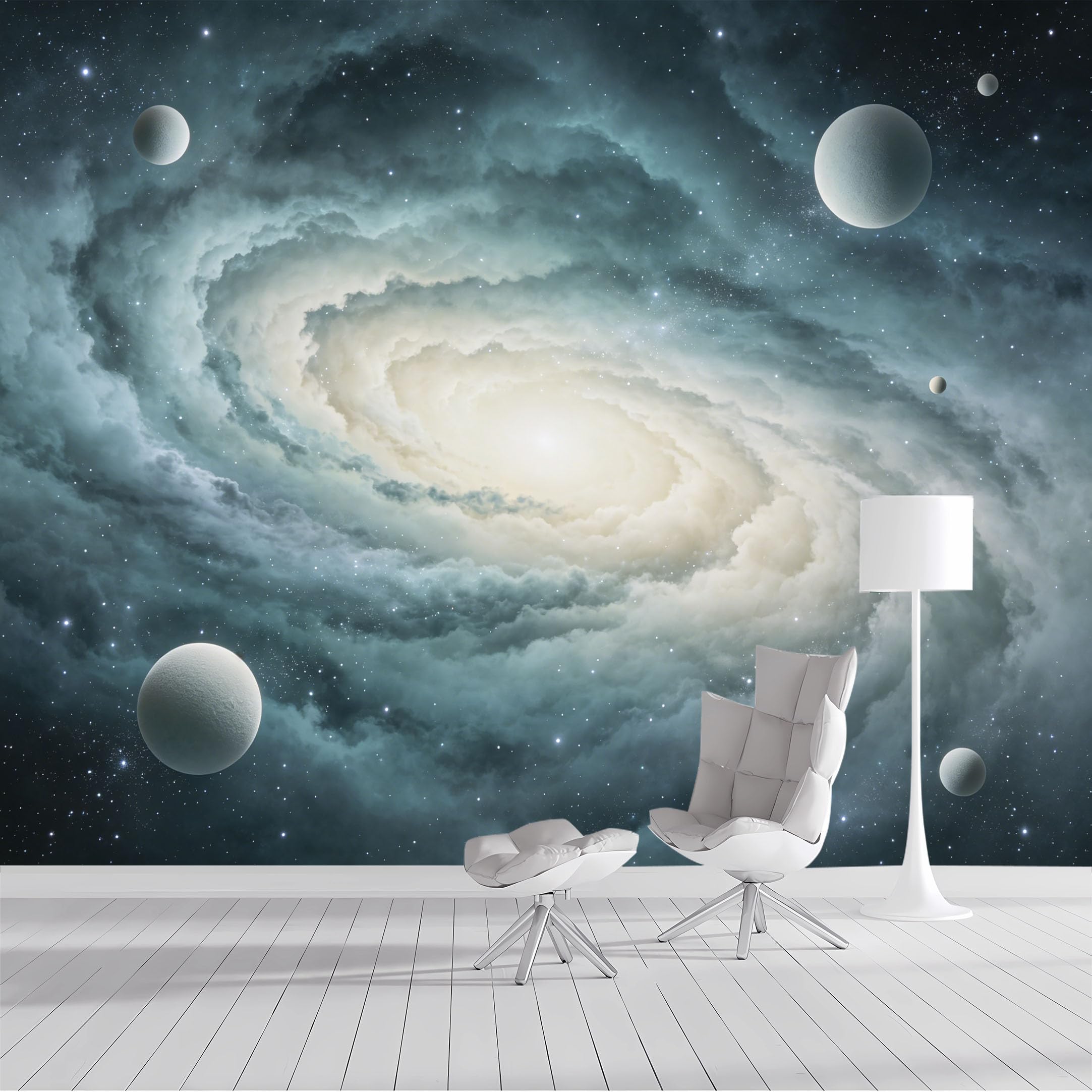 Custom Size Wall Mural Cosmic Nebula Swirl Galaxy Planets Starry Sky Watercolor Effect SelfAdhesive Wall Fabric Removable Peel and Stick Wallpaper Wall Decor for Living Room Bedroom Bathroom