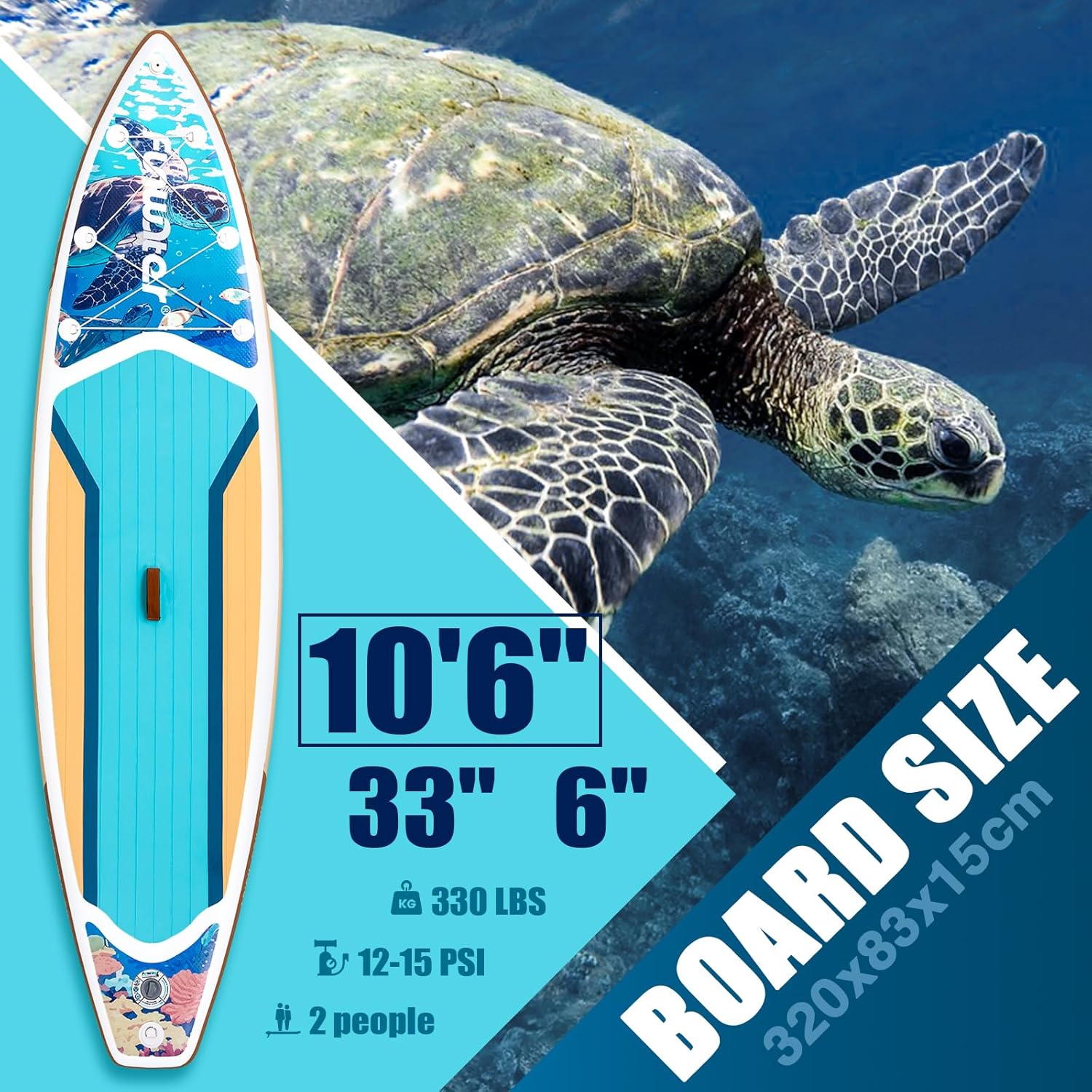 FunWater 11'/10'6" Inflatable Stand Up Paddle Board with Premium SUP Paddleboard Accessories, Wide Stable Anti-Slip EVA Deck,Paddle Boards for Adults & Youth of All Skill Levels - Image 2