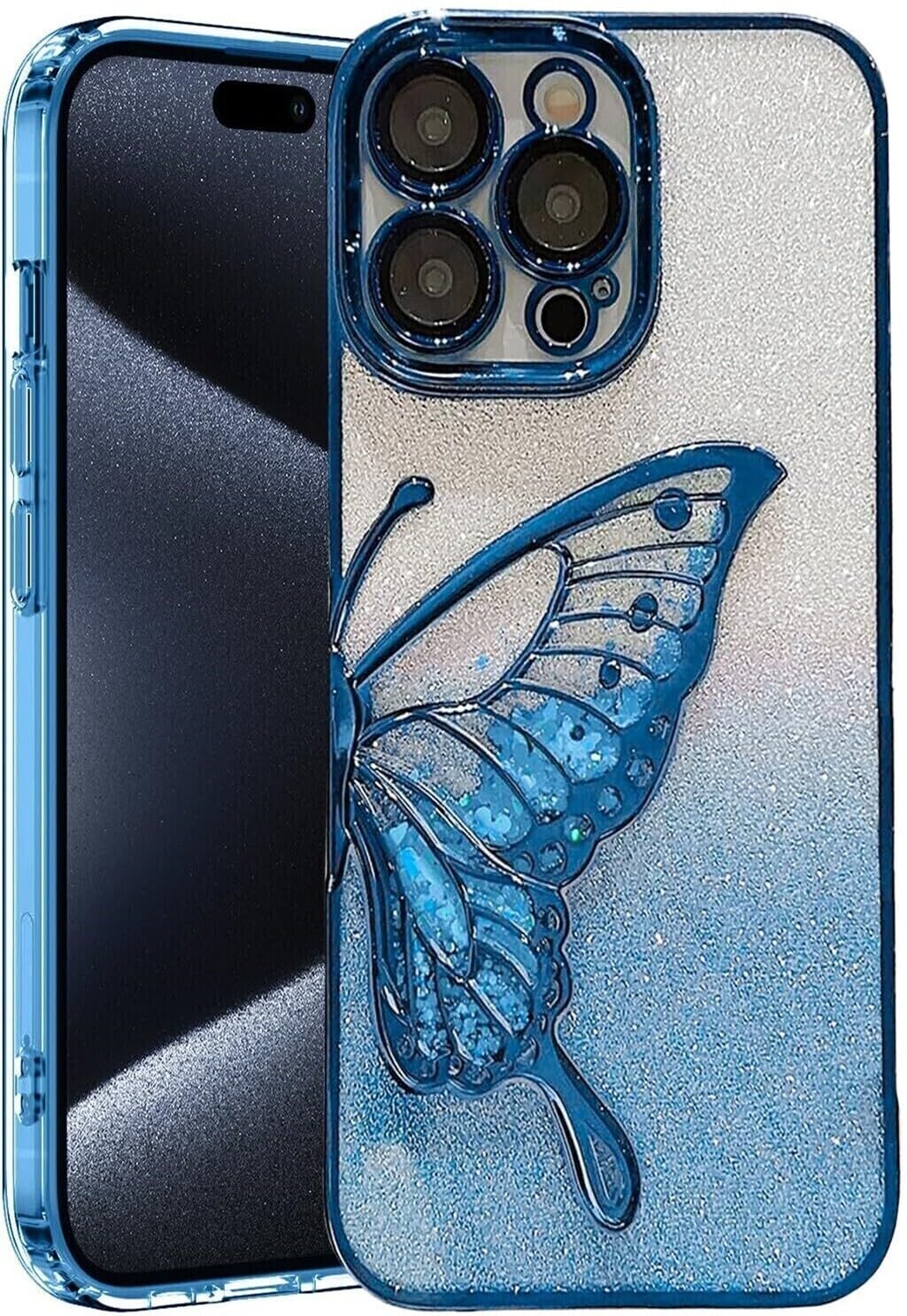 FIXTOTEL Back Cover Compatible iPhone 13 Pro Max, Luxury Glitter Cute Butterfly Plating Design Aesthetic, Grip, Flexible, Soft TPU & Camera Bump Protector for iPhone 13 Pro Max (B0D7SVCH34) Amazon Price History, Amazon Price Tracker