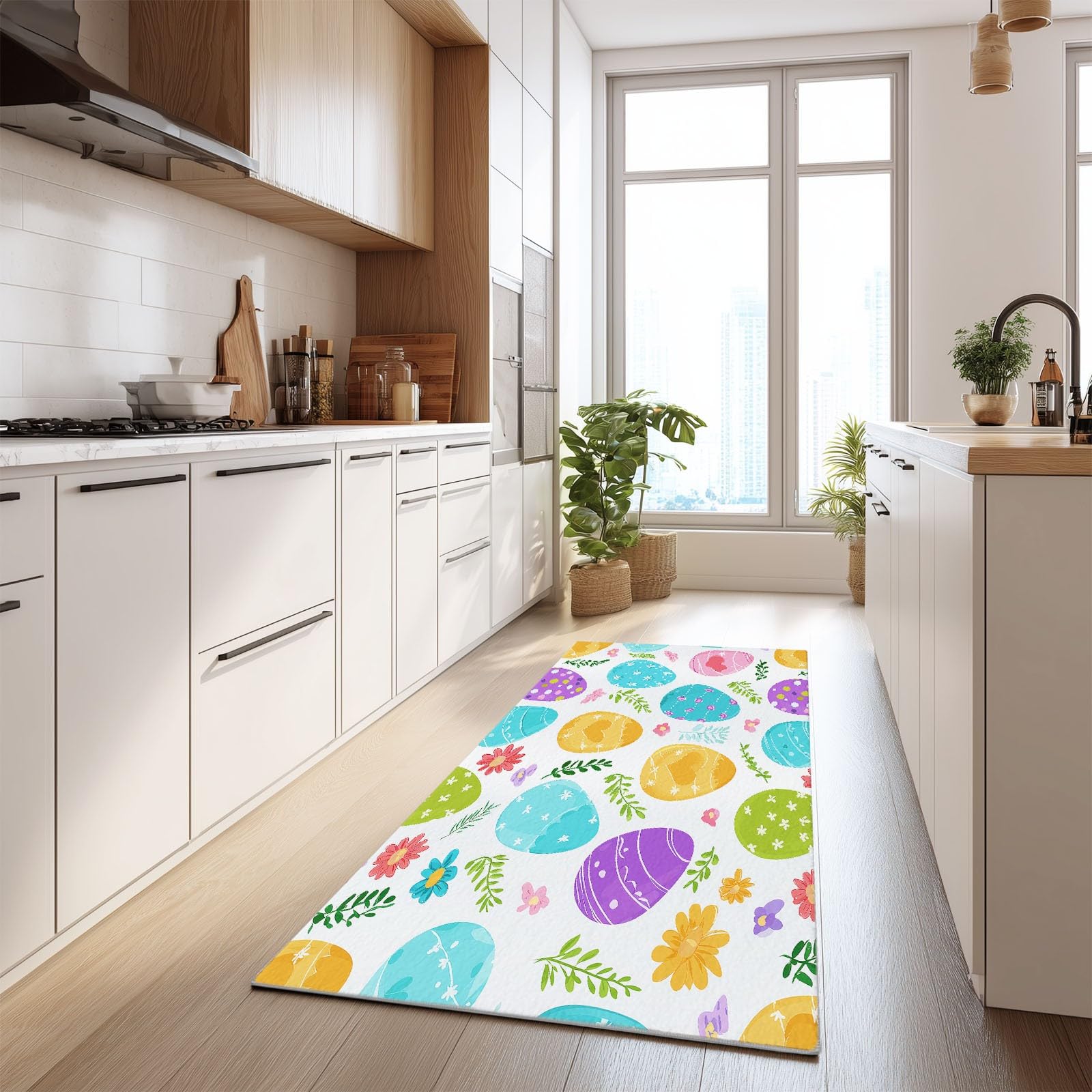Kreskówka Długie Geometryczne Pisanki Dywany 75 x 200 cm Antypoślizgowy Przedpokój Dywan, Nadające się do prania Ciasne Dywaniki Kuchniowe, Długie Wejście Dywan Sypialnia Pralnia Salon