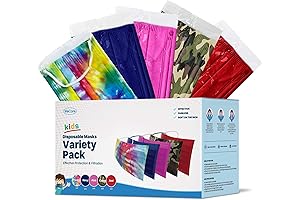 WECARE Disposable Kids Face Masks: 50-Count Variety Pack