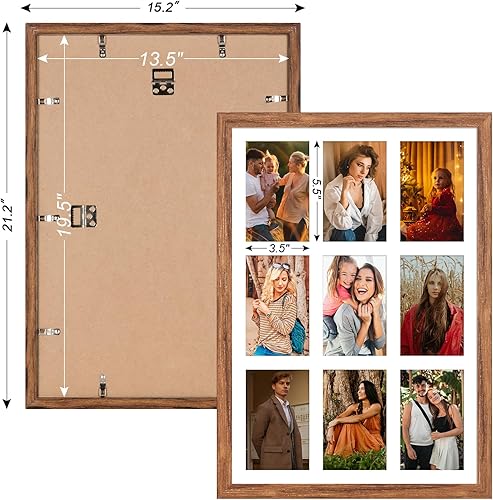 Miniatura 4 de KSROECUD Marco de collage de 13.5 x 19.5 pulgadas con 9 aberturas de 4 x 6 pulgadas, múltiples marcos de fotos con paspartú, decoración de pared o