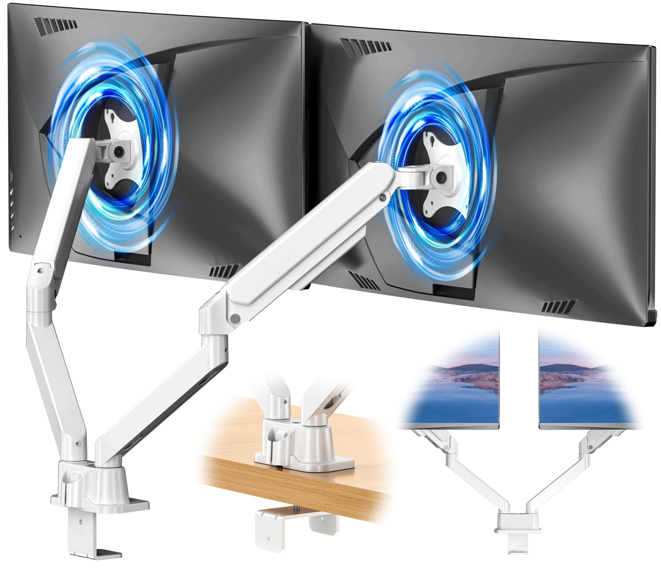 HEYMIX Dual Monitor Stand, Adjustable Computer Monitor Arm Gas Spring Swivel Dual Monitor Mount, Dual Arm Gas VESA Monitor Stand for 13“-32‘’ LED/LCD Gaming Monitors up to 9kg with 2-Grommet Mounting (B0D1TZGS4X) Amazon Price History, Amazon Price Tracker