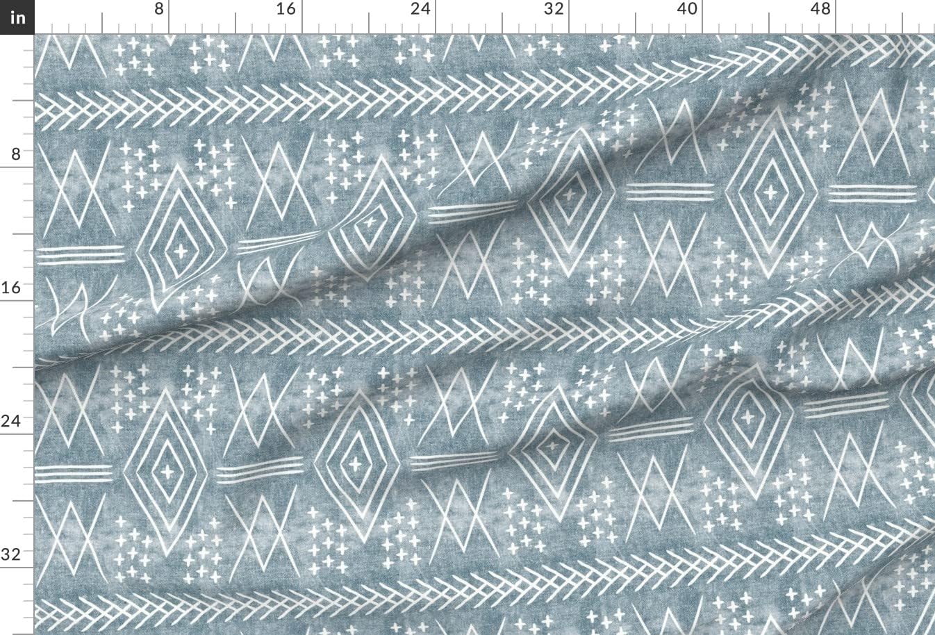 Spoonflower Fabric - Boho Blue Tribal Mudcloth Geometric Baby Boy Nursery Diamond Arrows Printed on Minky Fabric by The Yard - Sewing Baby Blankets Quilt Backing Plush