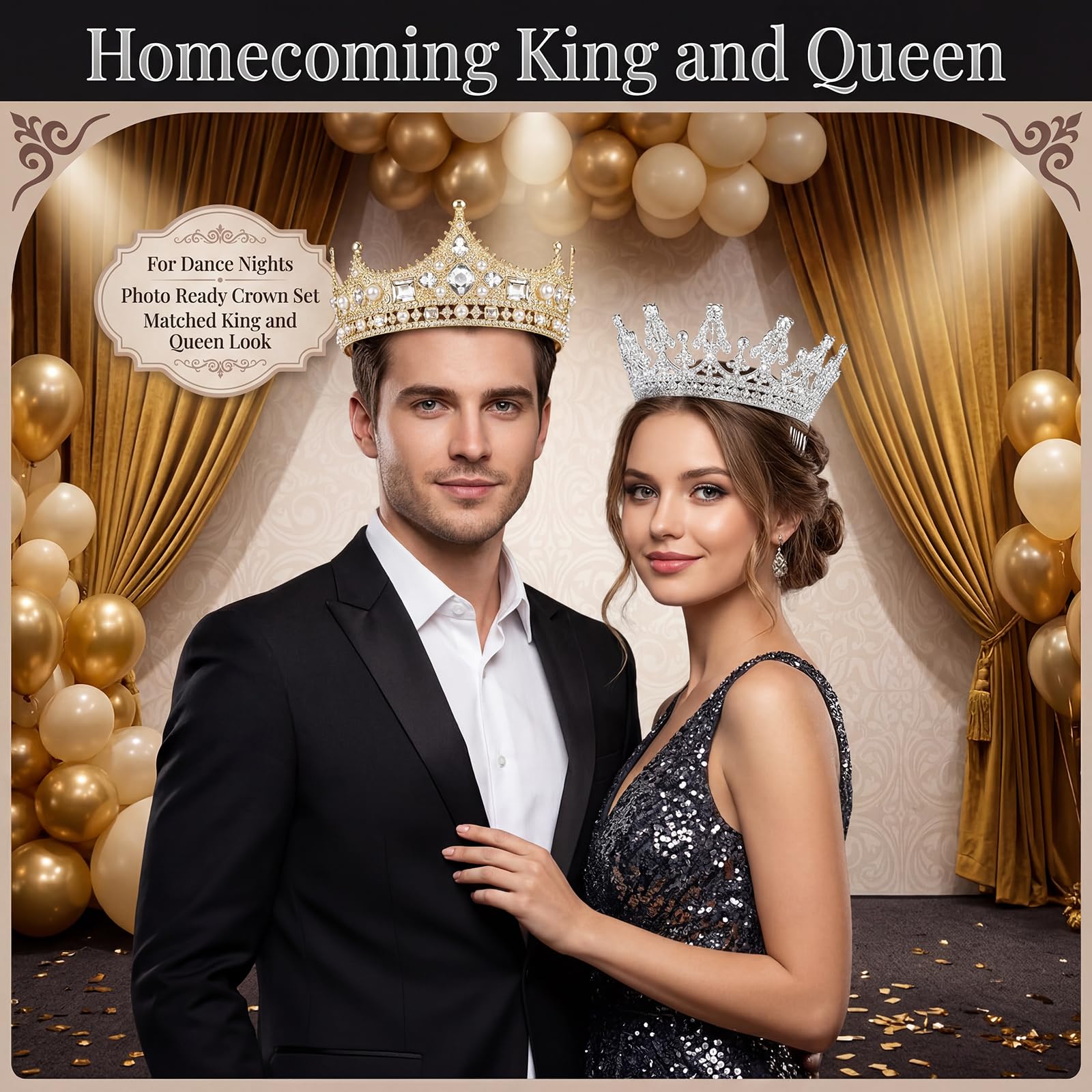 ロイヤルクィーン セット Amazon.com: King and Queen Crowns Set for Homecoming Costume, 2