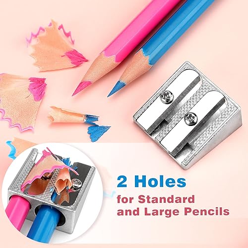 Miniatura 4 de Tamaki 8 Pack Handheld Metal Pencil Sharpener with 2 Holes for Schools, Offices, Homes, Art Projects
