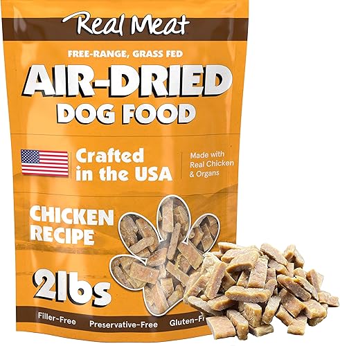 Real Meat - Alimento para perros secado al aire con pollo real de EE. UU., bolsa de 2 libras de alimento real para perros de carne real sin granos