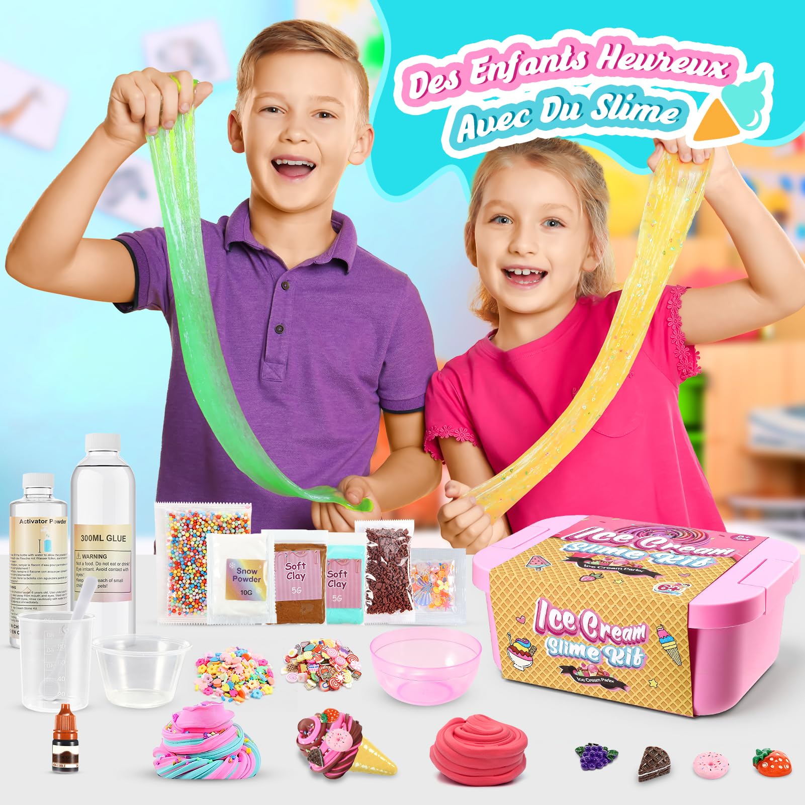Adeokay Slime Enfant, Cadeau Fille 6 7 8 9 10 11 12 Ans Anniversaire Slime Fluffy Jouet Fille 6 7 8 9 10 Ans Slime Kits de Loisirs Créatifs Cadeau Garçon 6-12 Ans Activites Manuelles pour Enfants