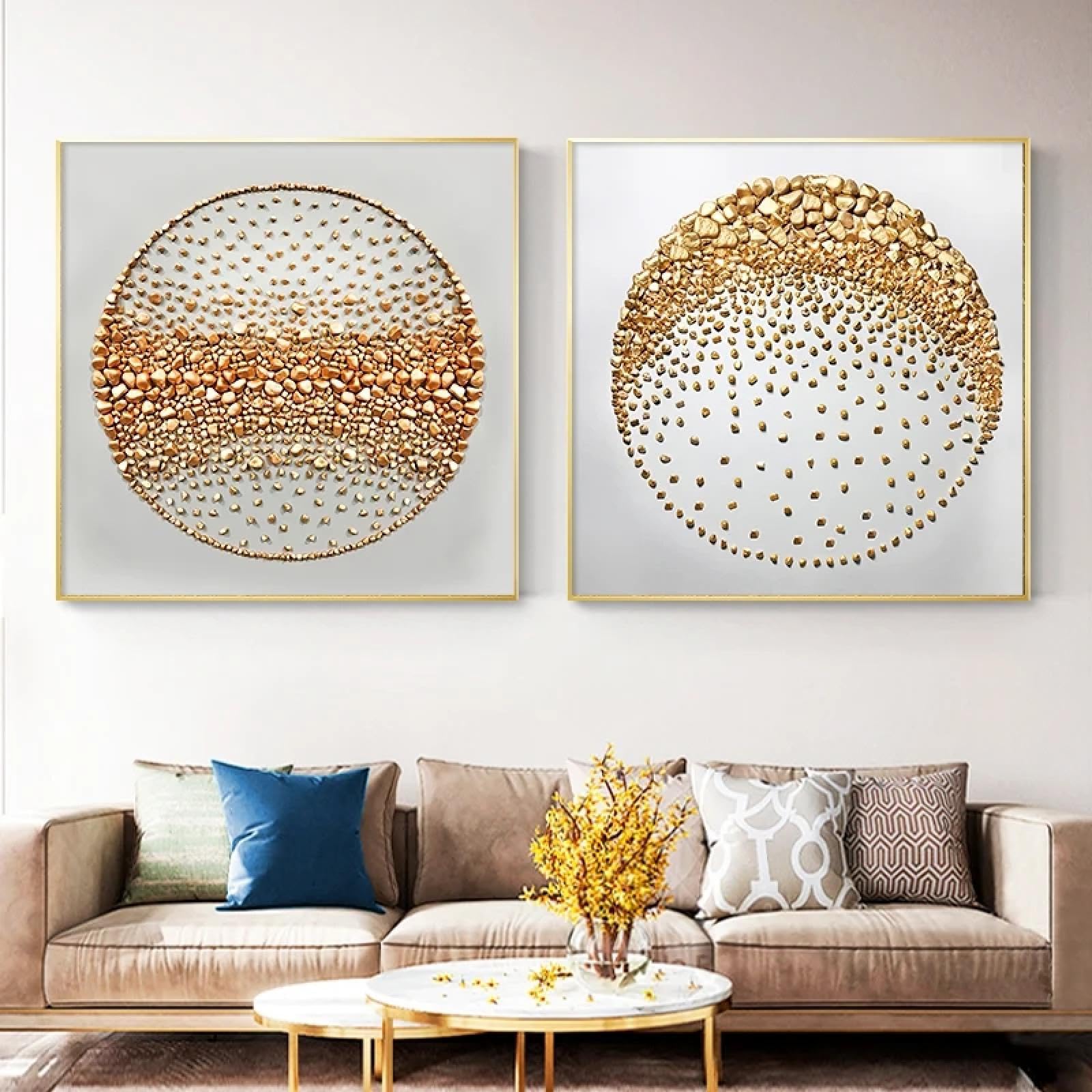 Peinture sur toile de luxe dorée style chinois abstrait