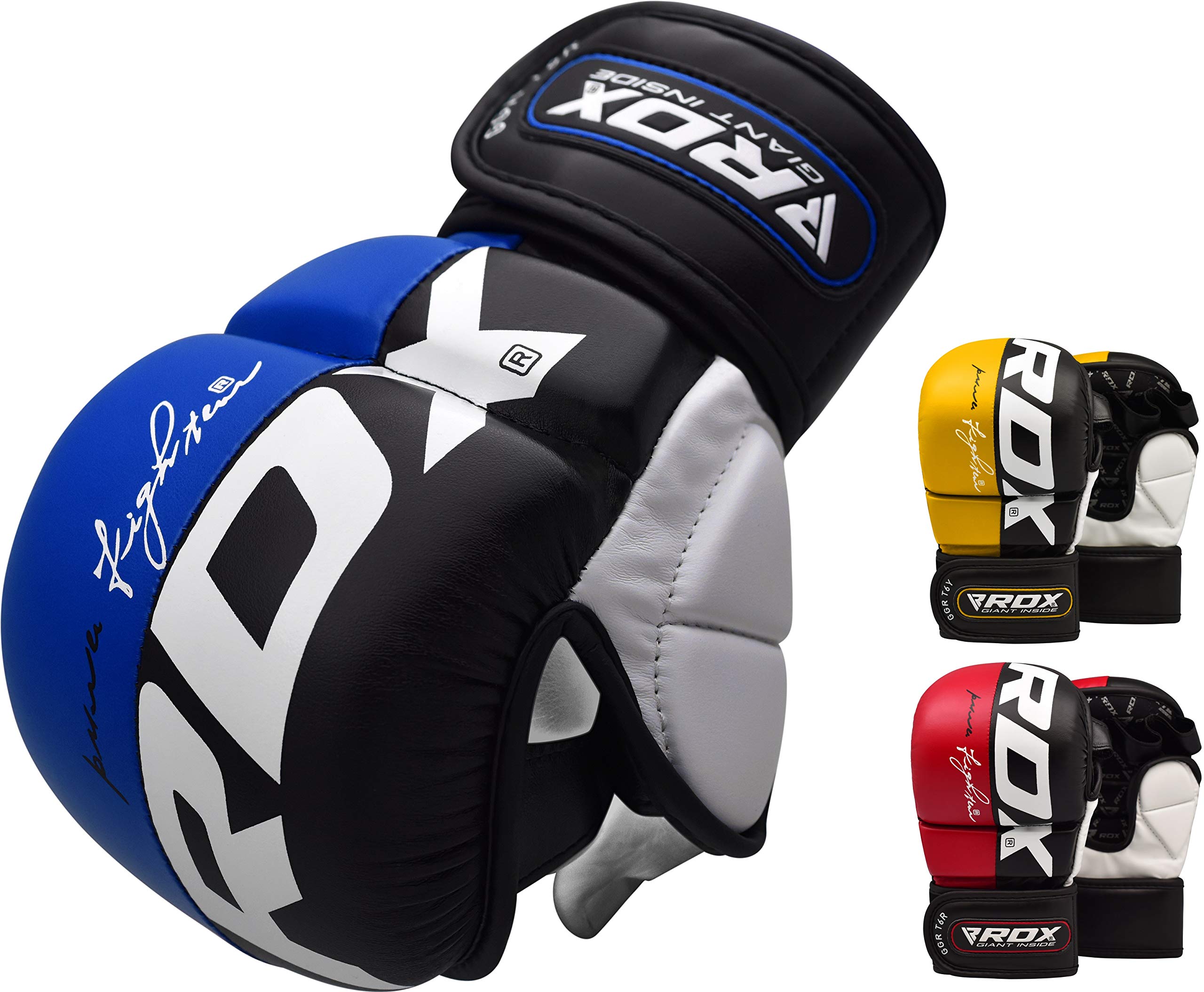RDX Gants MMA pour Art Martiaux D’entraînement, Maya Hide Cuir Kickboxing Gant, Parfaite pour Grappling, Muay Thai, Sparring, Formation, Sac de Frappe et Combat Libre Training Gloves