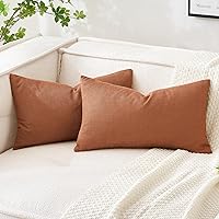 Vista 30 de MIULEE - Paquete de 2 fundas de almohada decorativas de lino de arpillera costera, estilo granja, para sofá, coche, sillón, dormitorio, sala de Azul