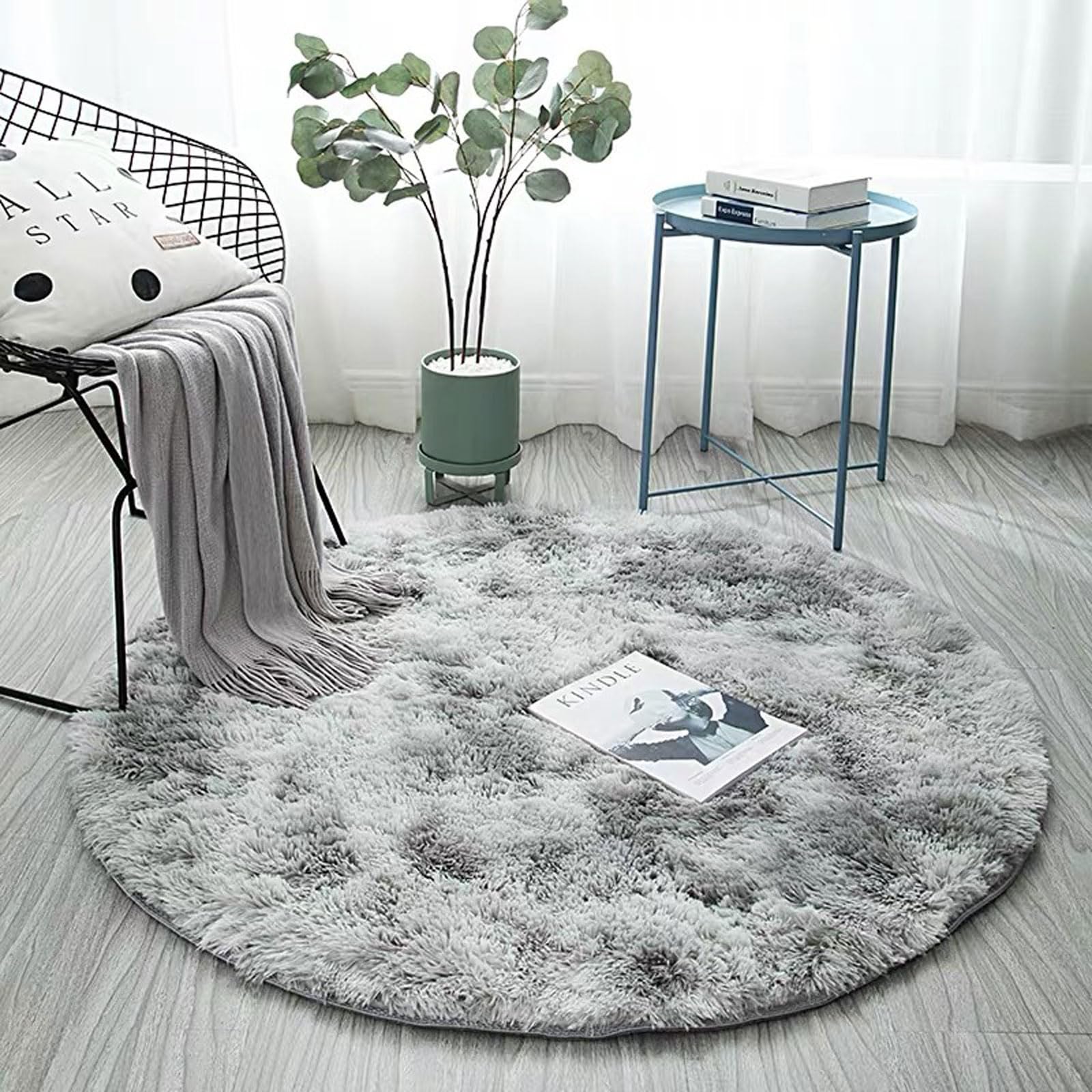 OPFdfhDFH Carpets, Room Decorative Area Rugs Non Shedding Dense Super Soft Fluffy Rug,for Bedroom Living Dining(Water Gray,160 * 160)