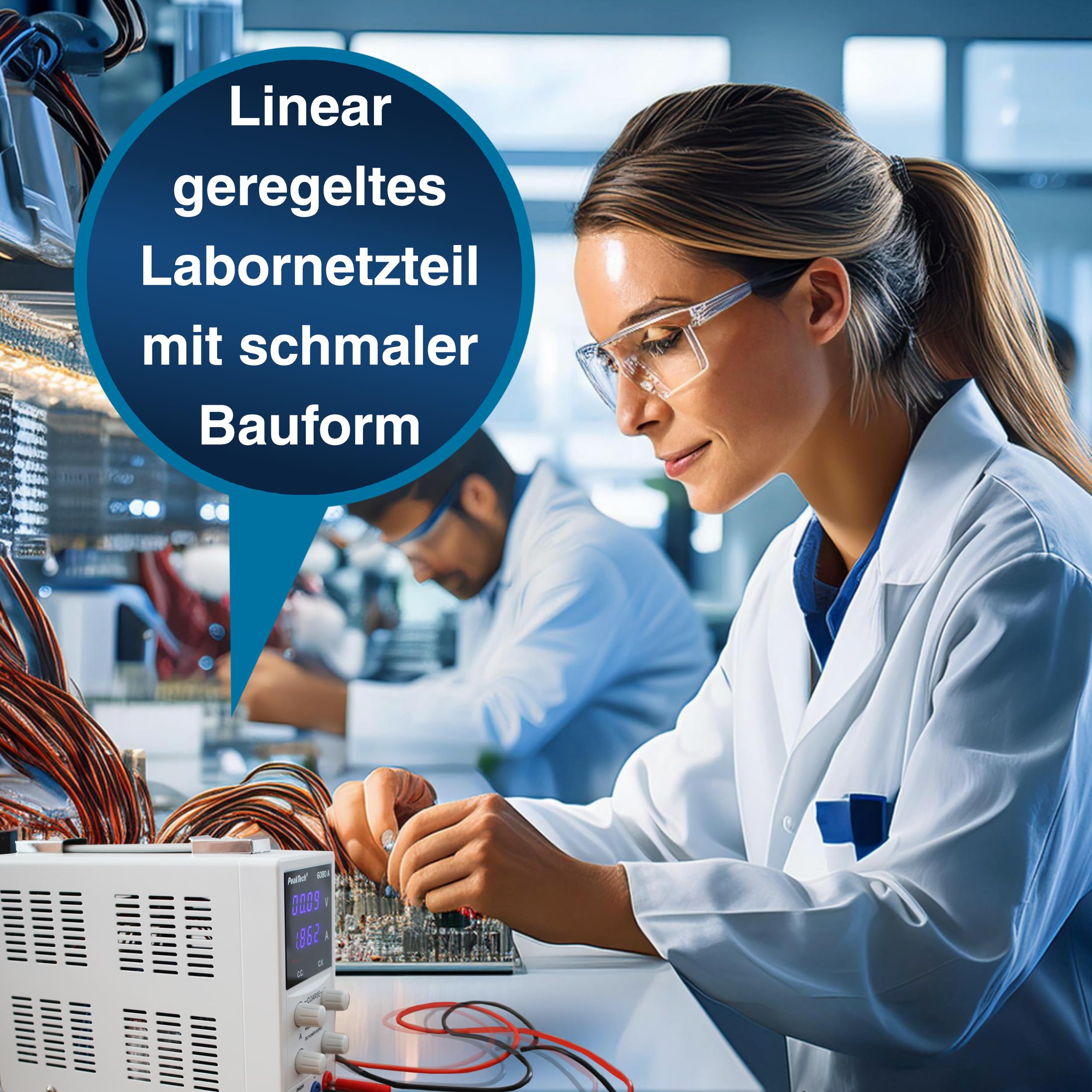 PeakTech P 6080 A – Hochauflösendes Labornetzteil 0-15V / 0-3A DC – Professionelles Labornetzgerät mit LED-Display – Hochwertiges Labor Netzteil mit 1mA und 10mV Auflösung – 54W
