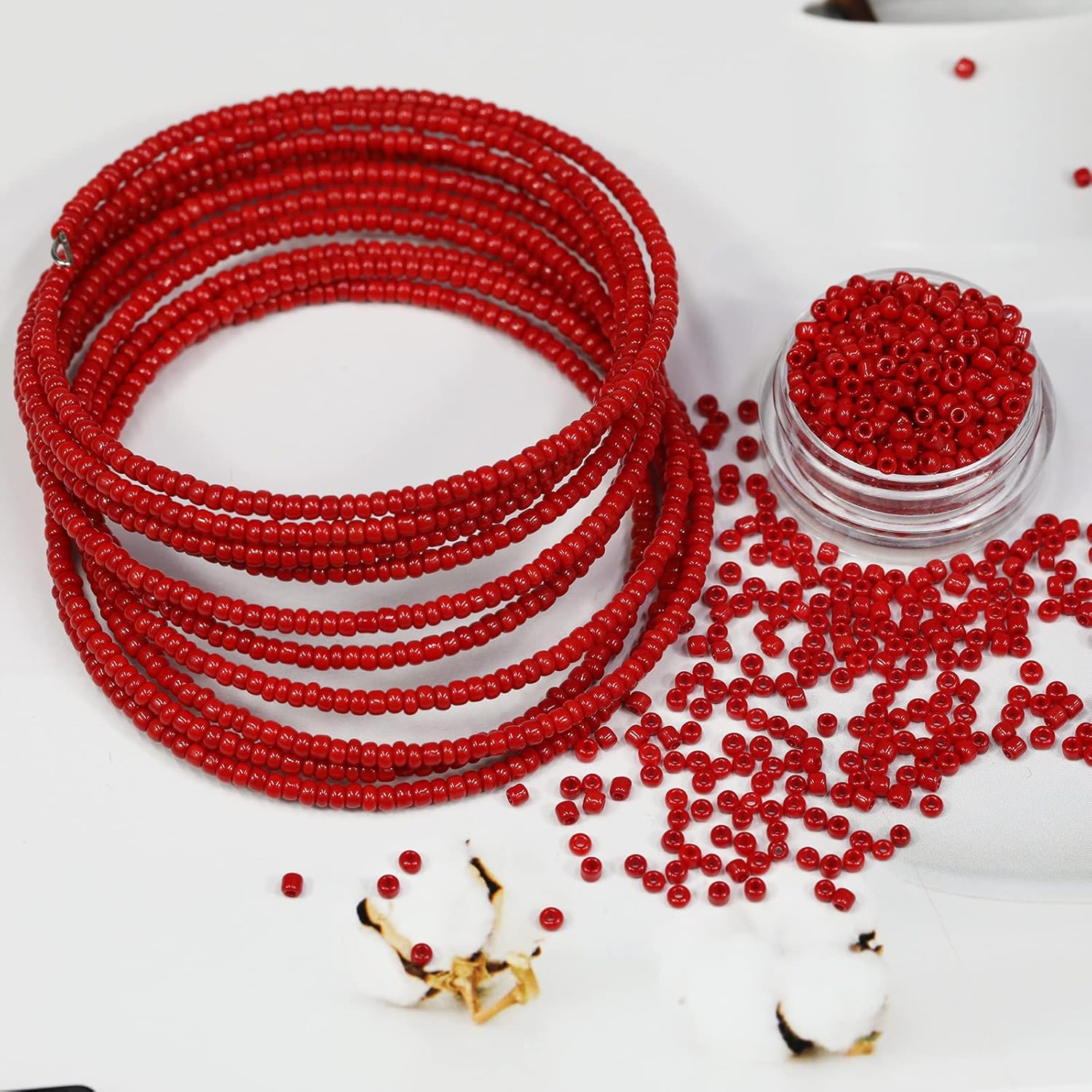 Bala&Fillic 12/0 Glass Seed Beads About 10000pcs in Box Size 2mm Opaque Red Color Seed Beads for Jewelry Making (Red-2mm) - Image 4