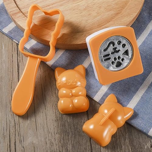 Miniatura 4 de Hemoton Juego de moldes de bolas de arroz en forma de gato con gofrado de algas marinas Onigiri Maker 5.3 x 1.6 x 1.6 pulgadas, herramienta
