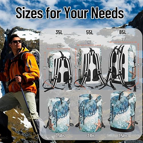 Miniatura 3 de Bolsa seca impermeable resistente para kayak, senderismo, tortugas marinas, náuticas, estrellas de mar, mochila con cierre enrollable, bolsa de