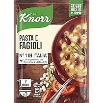 Knorr Pasta e Fagioli, Piatti Pronti Knorr con Verdure da Agricoltura Sostenibile, Senza Coloranti, Senza Conservanti, Vegano, 182 g