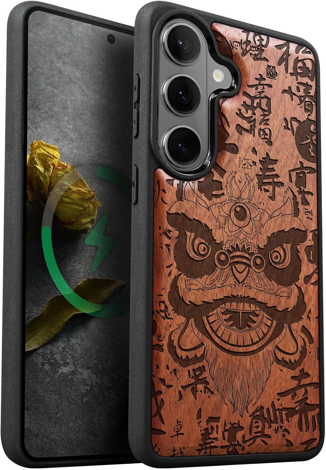 Carveit Magnetic Wooden Case for Galaxy S26+ Samsung S26 Plus Case, TPU Shockproof Cover & Wood Engraved, Compatible with MagSafe Wireless Chargers (Calligraphy in Chinese) Blackwood