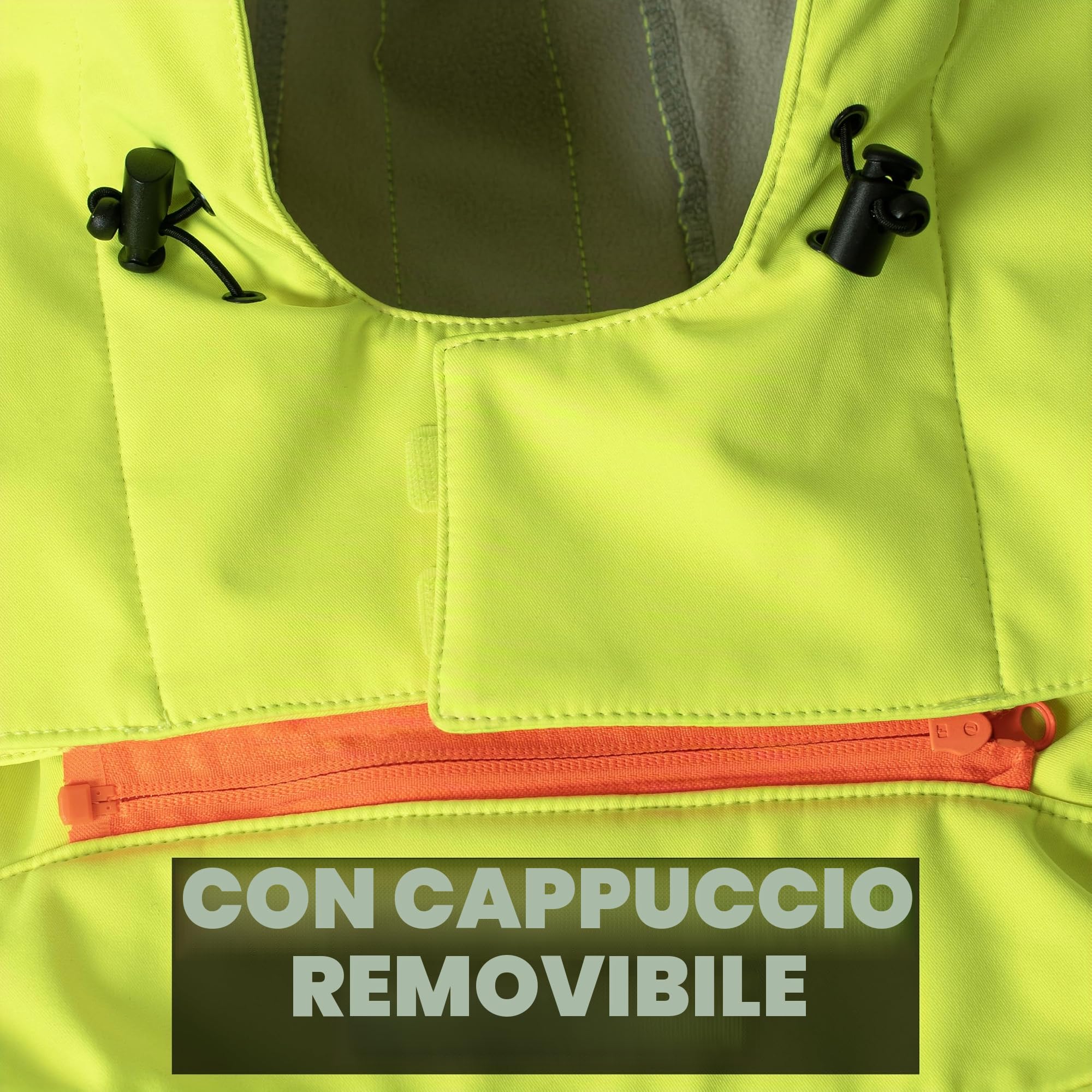 ACE Neon Lite Giacca ad alta visibilità - giacca softshell di segnalazione con catarifrangenti e cappuccio staccabile - EN ISO 20471