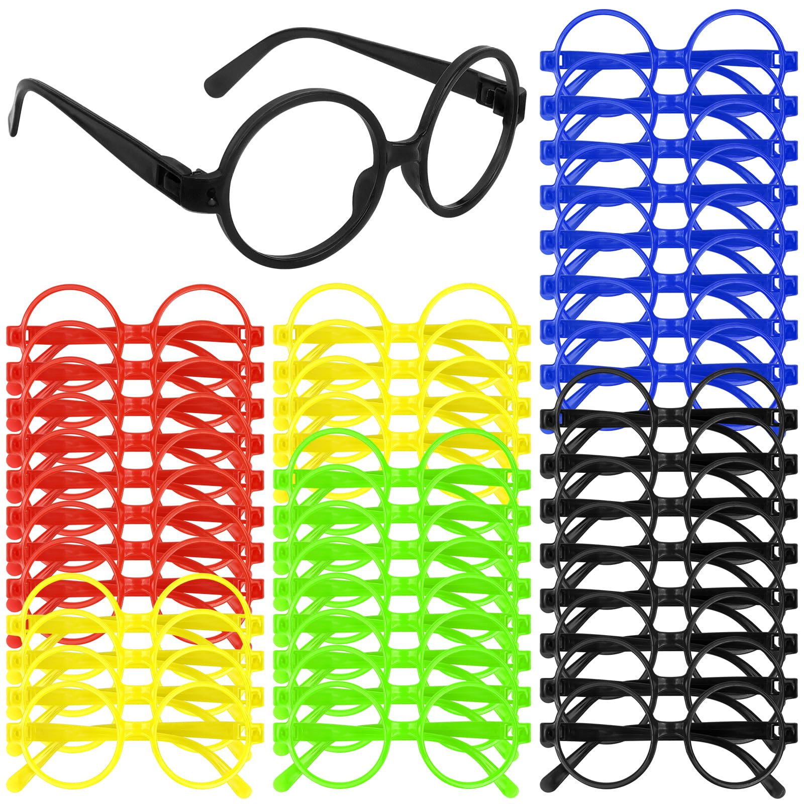 NACHLYNN Round Wizard Glasses without Lenses for Boys Girls Wizard Party Favors Theme Halloween Supplies (40, Red/Yellow/Blue/Green/Black) — image 1