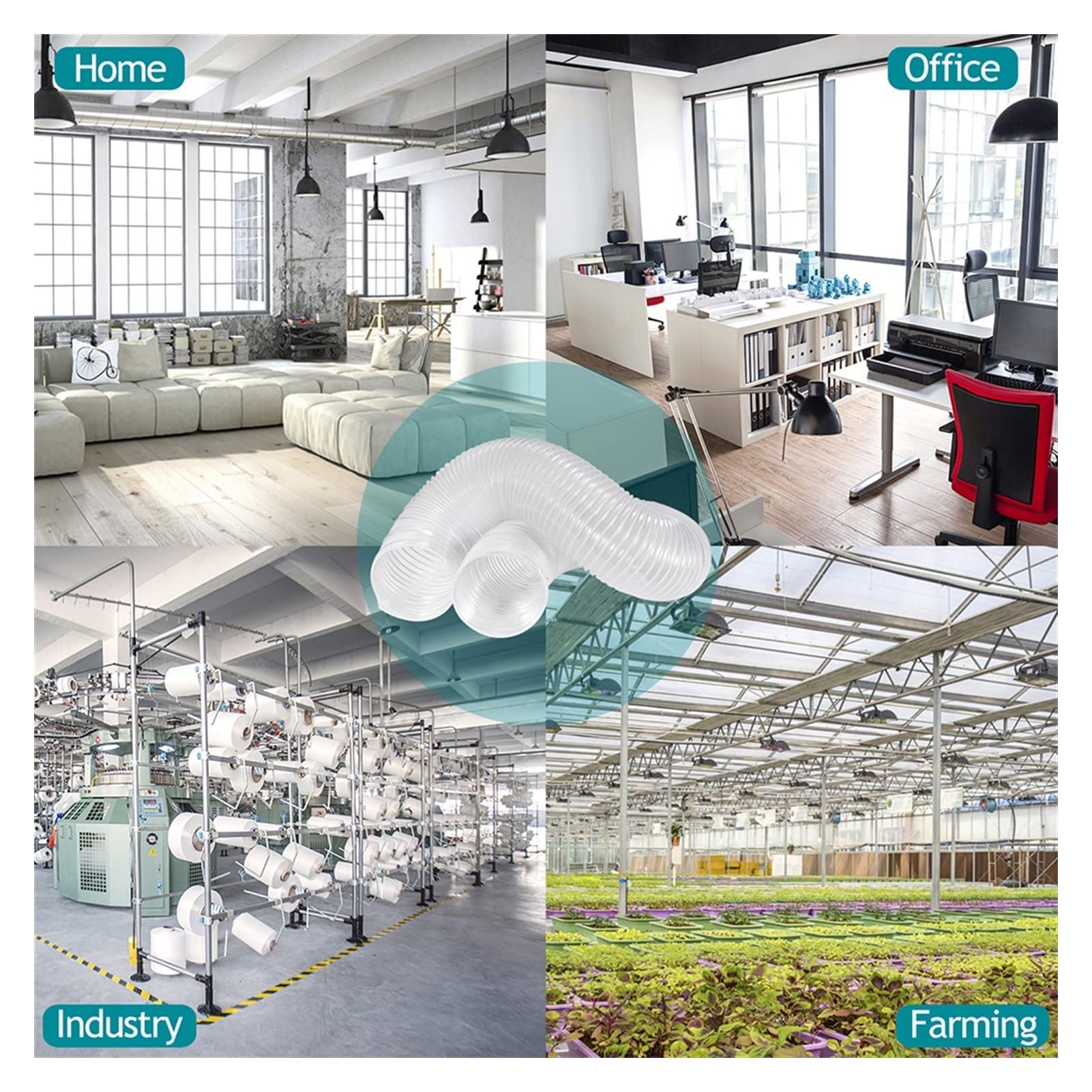 Abluftschlauch 2M/78,7 Zoll PVC-Schlauch Weißer Schlauch Haushaltsbelüftung Kunststoff-Teleskop-Inline-Ventilator-Staubabluftauslass Lüftungsschlauch (Size : Dia.12.5CM/4.9IN)