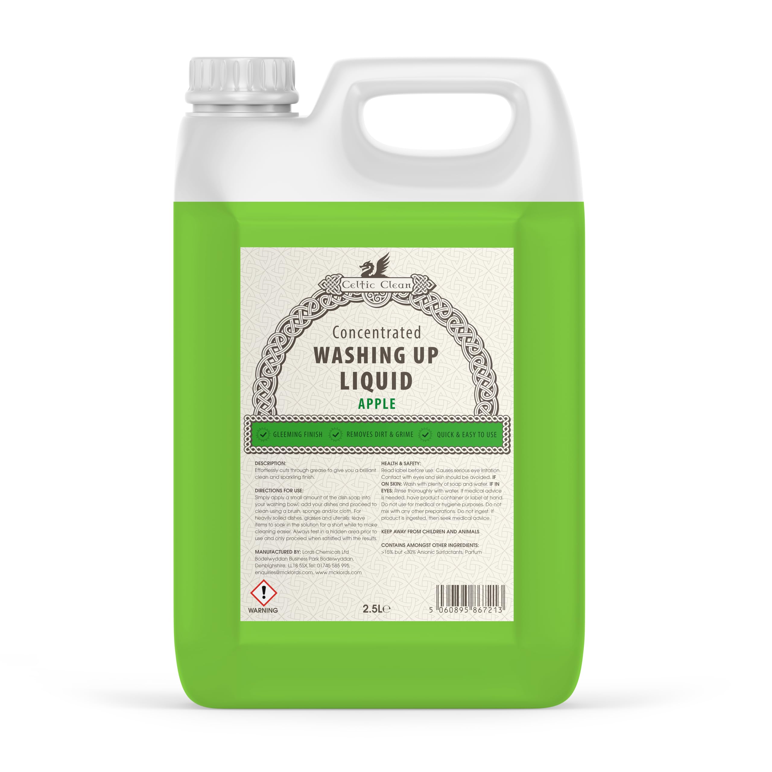 Celtic Clean - Washing Up Liquid - Apple - 2.5 Litre