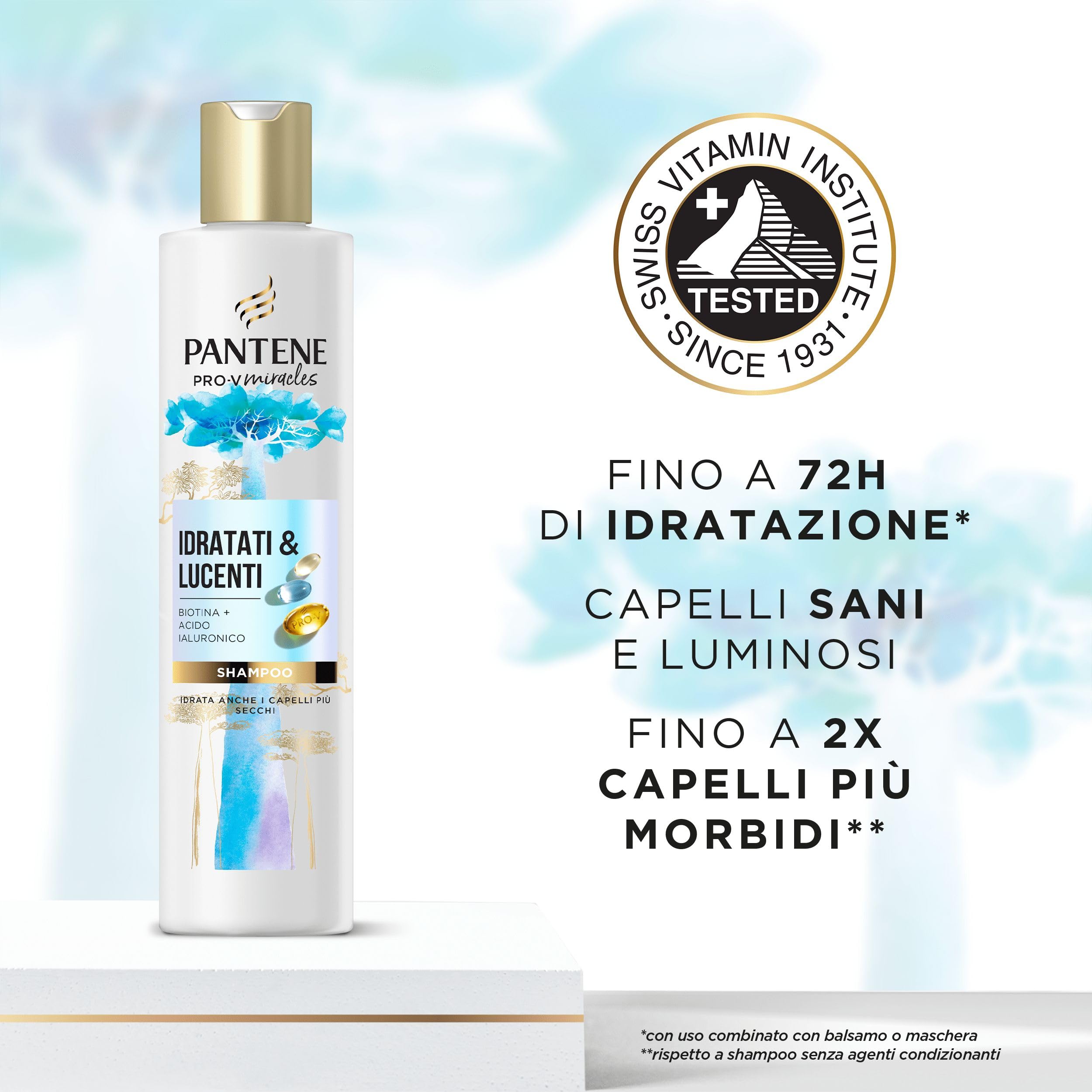 Pantene Pro-V Miracles Idratati & Lucenti Set Regalo per Capelli: 1x Shampoo 250ml, 1x Balsamo 160ml, 1x Maschera 300ml, Trasforma Capelli Secchi e Danneggiati in Morbidi e Lucenti