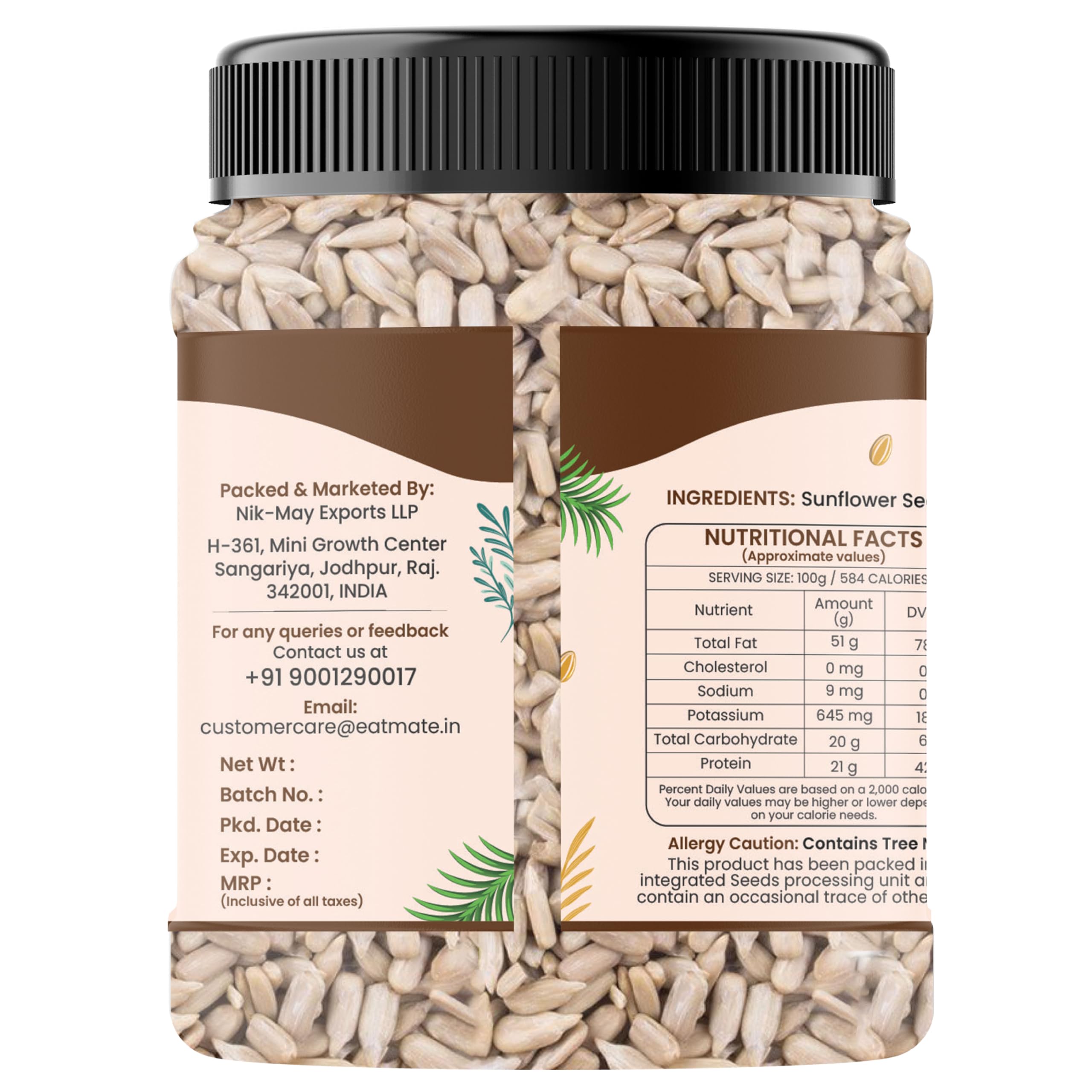 Eatmate Premium Sunflower Seeds 250g | Raw Non-GMO Edible Seeds | High Protein, Fibre & Vitamin E | Healthy Diet Food for Snacking, Salads, Baking, Breakfast & Smoothies 4
