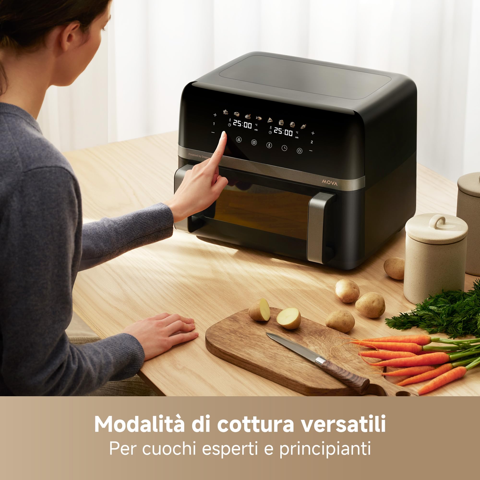 MOVA AeroChef FD20 Pro friggitrice ad aria a doppio cestello | Doppio cestello da 9L, SyncFinish, potenza da 2.700 W, temperatura 40°C-230°C, 7 programmi, rivestimento antiaderente