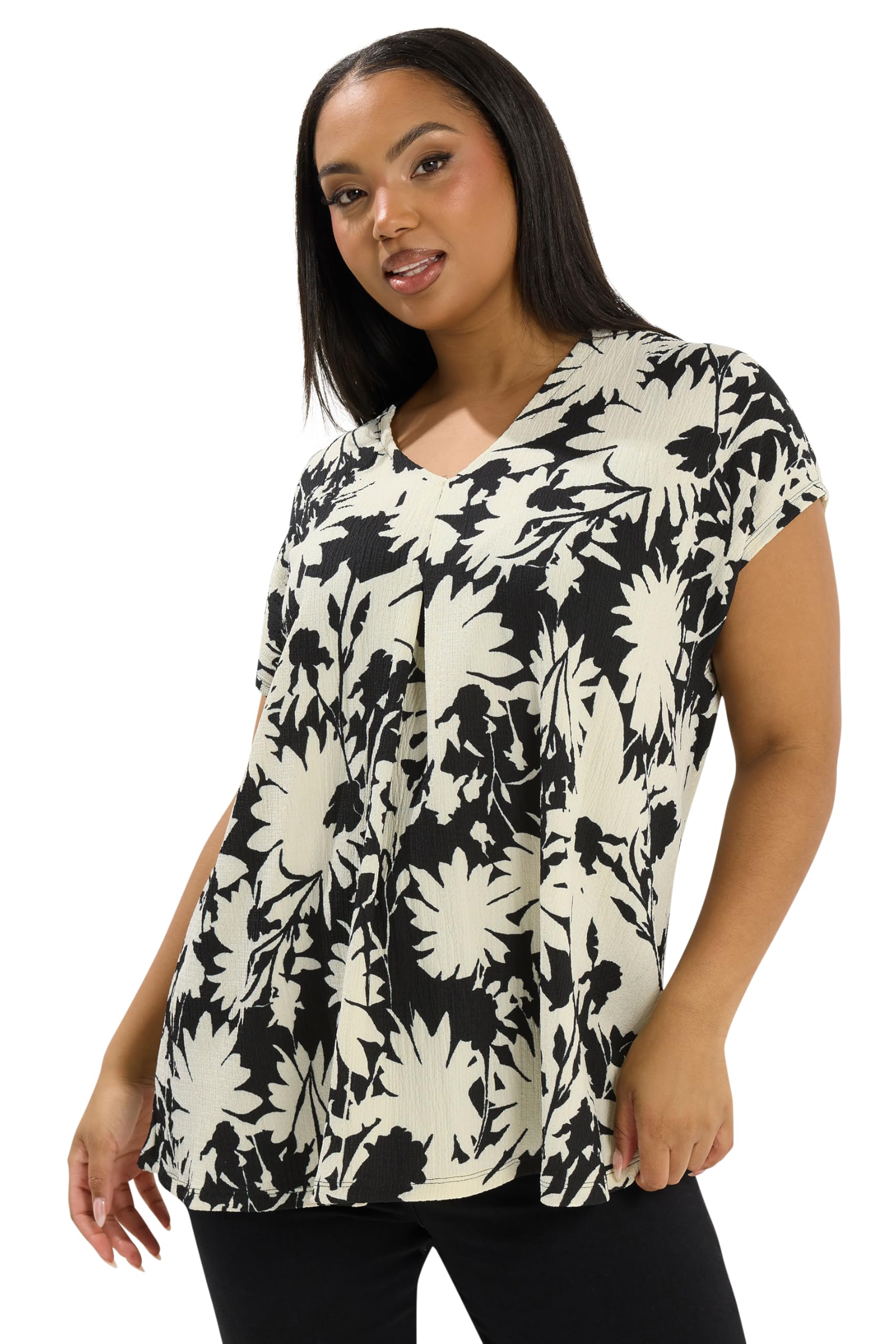 Yours Women's Multi Floral V-Neck Textured Top Size 22-24