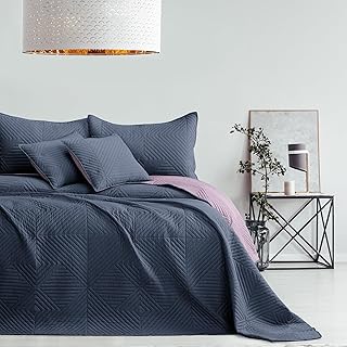 AmeliaHome Colcha de Color Antracita Lila, 260 x 280 cm, Doble Cara, ultrasonic Acolchado, poliéster Softa